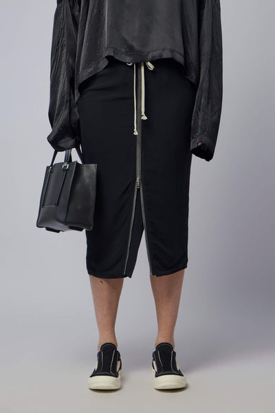 Woven Skirt - Zipped Short Pillar Black
