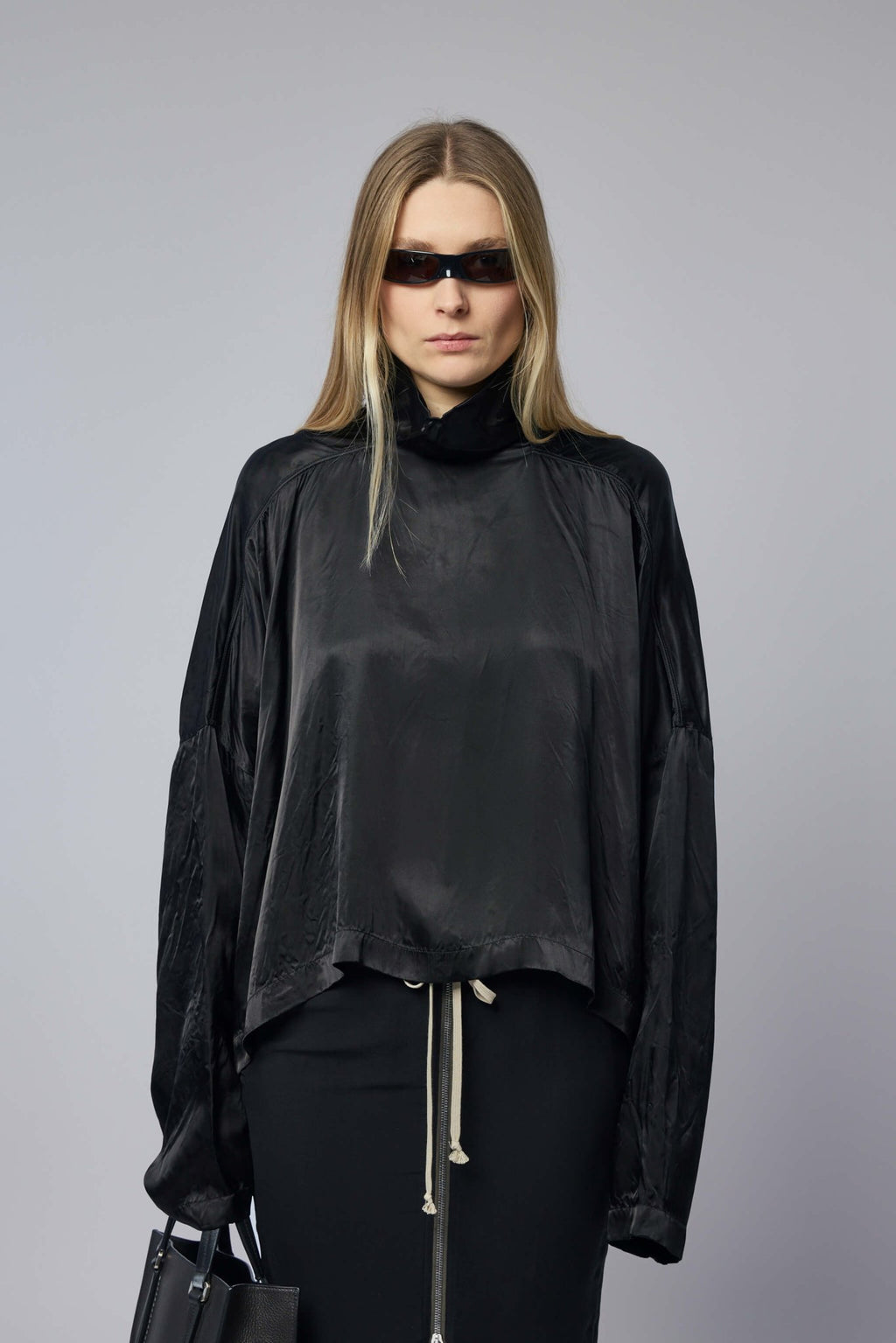 Rick Owens - Woven T-shirt - Jumbo Tabard Cropped Top Black - LABELS