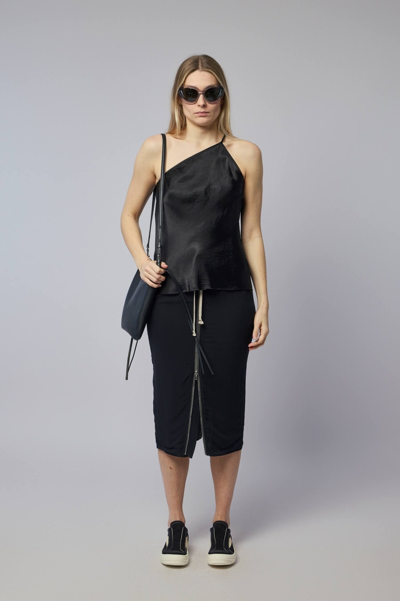 Rick Owens - Woven Top - One Shoulder Slip Top Black - LABELS