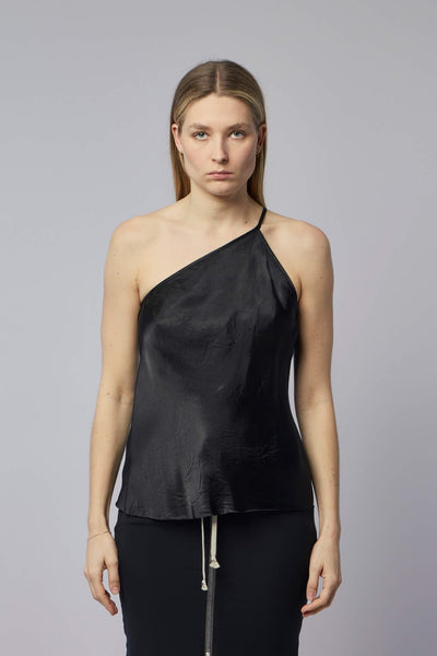Woven Top - One Shoulder Slip Top Black