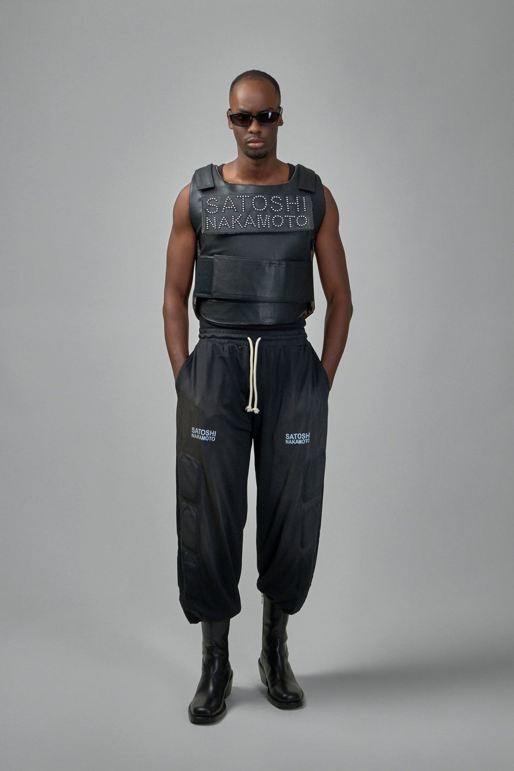 Satoshi Nakamoto - Pearl Studded Leather Bulletproof Vest - LABELS