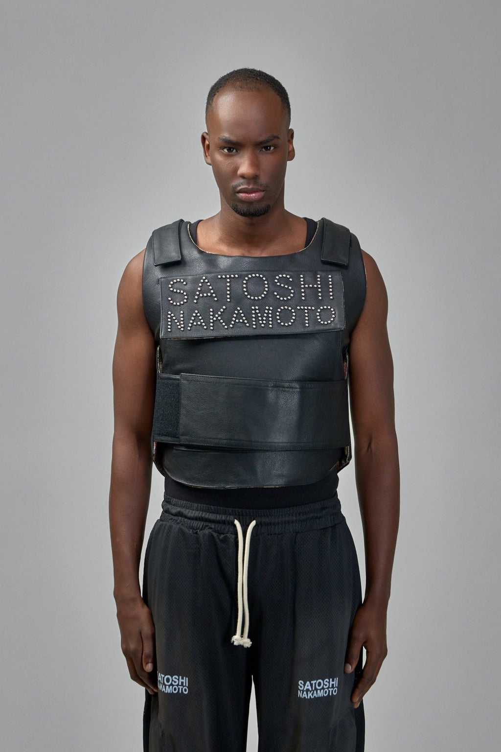 Satoshi Nakamoto - Pearl Studded Leather Bulletproof Vest - LABELS