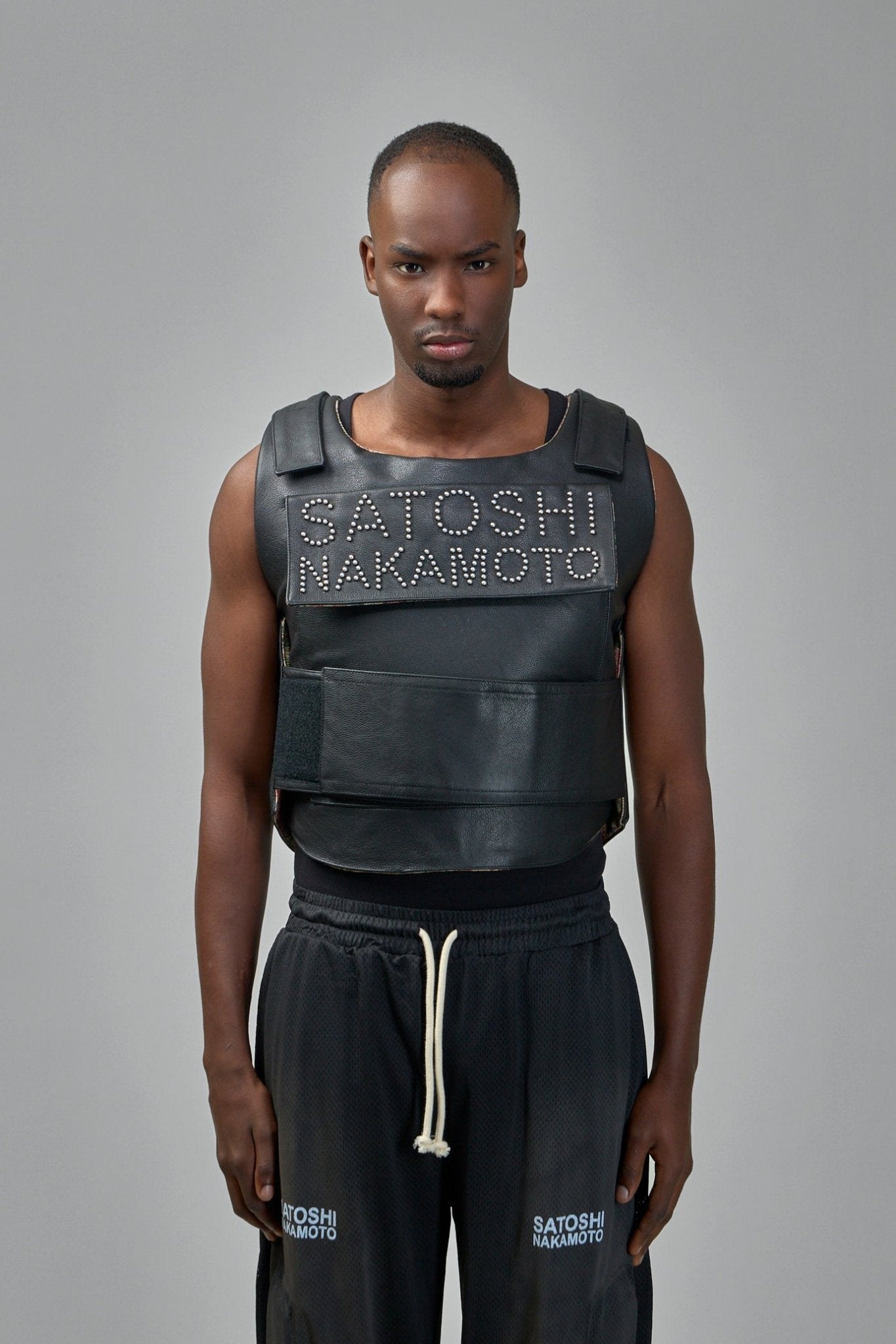 Satoshi Nakamoto - Pearl Studded Leather Bulletproof Vest - LABELS