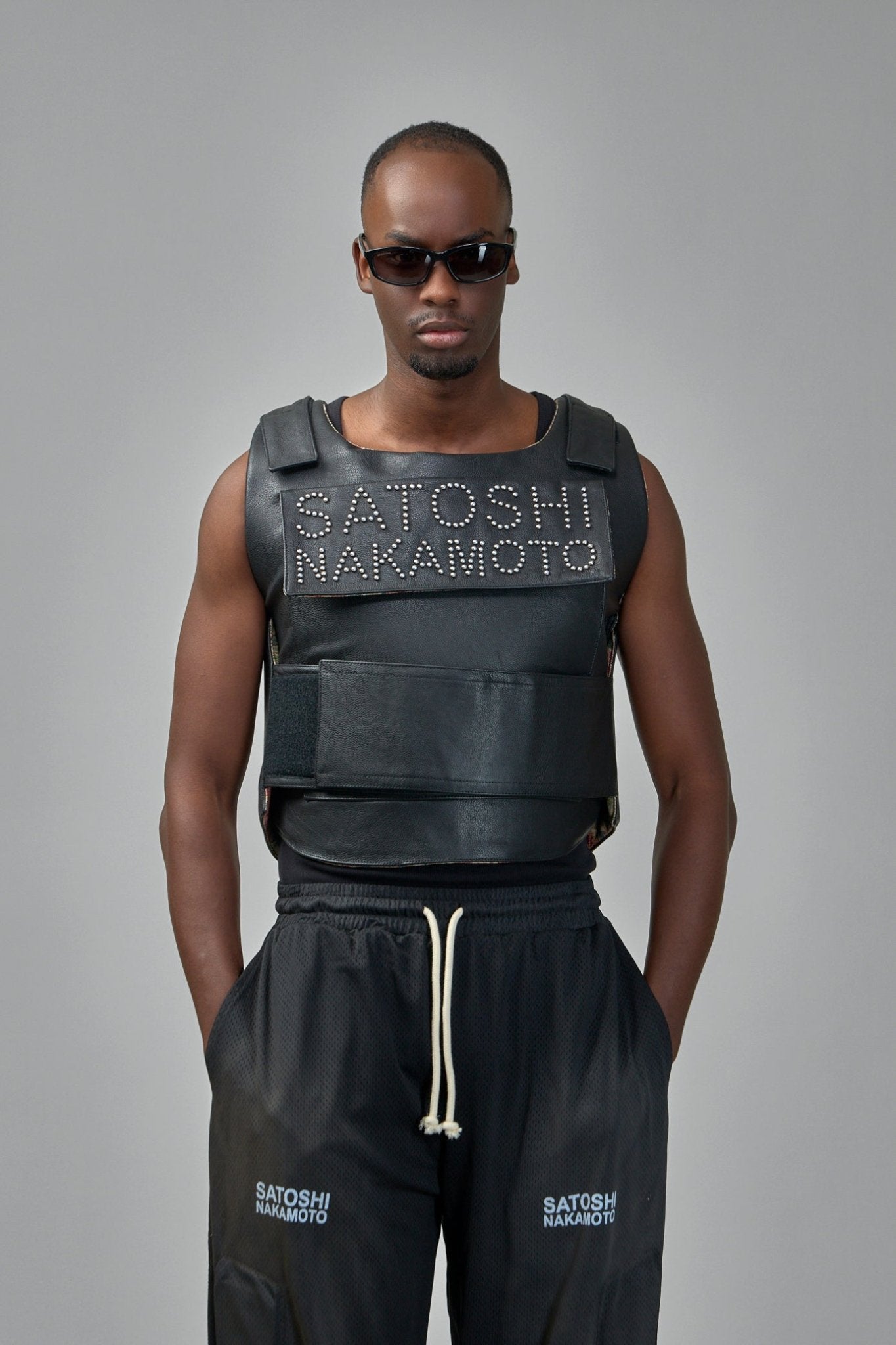 Satoshi Nakamoto - Pearl Studded Leather Bulletproof Vest - LABELS