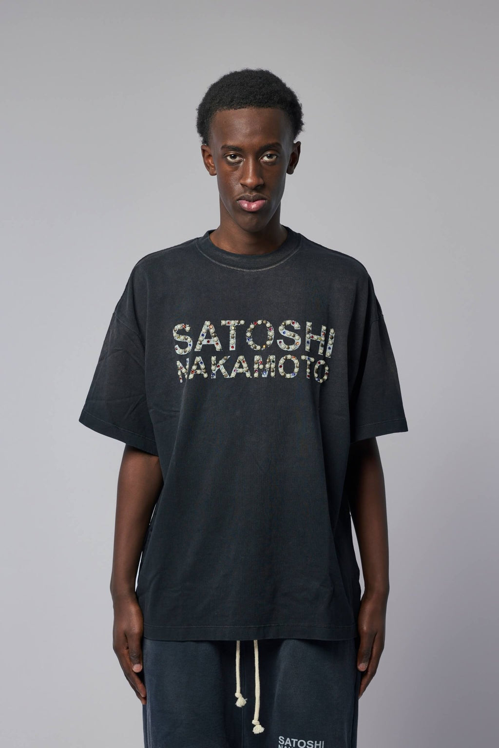 Satoshi Nakamoto - Pearl Studded Logo Tee - LABELS