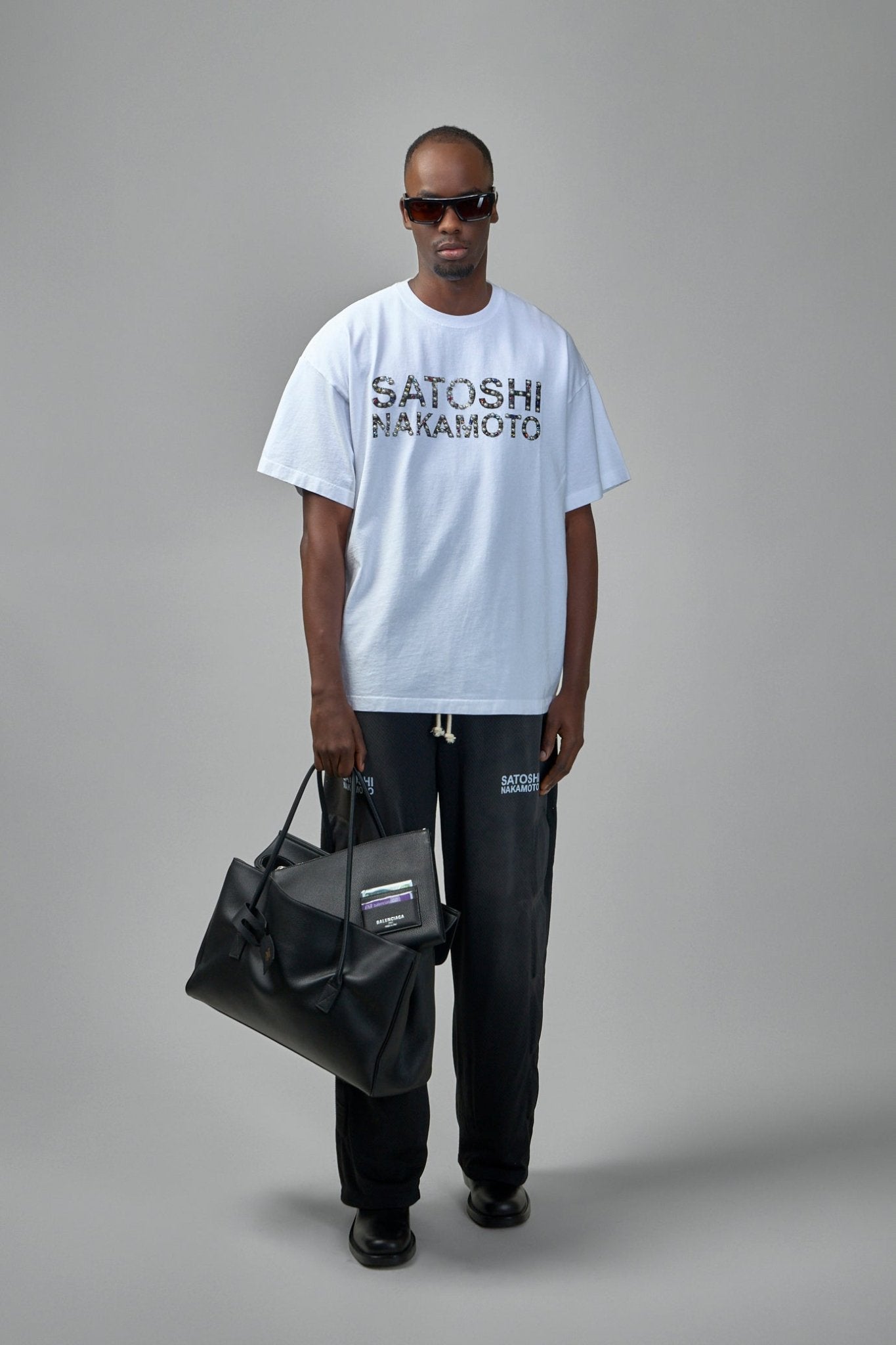 Satoshi Nakamoto - Pearl Studded Logo Tee - LABELS