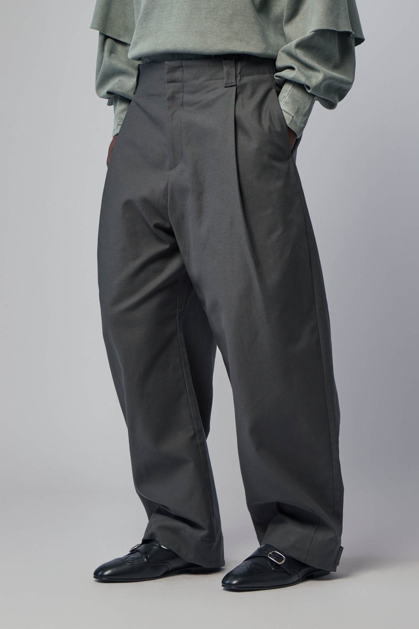 NEAT wide slacks ダークグレー Seventh Wide-Leg Pants - Premium Cotton Pull On Style – LABELS
