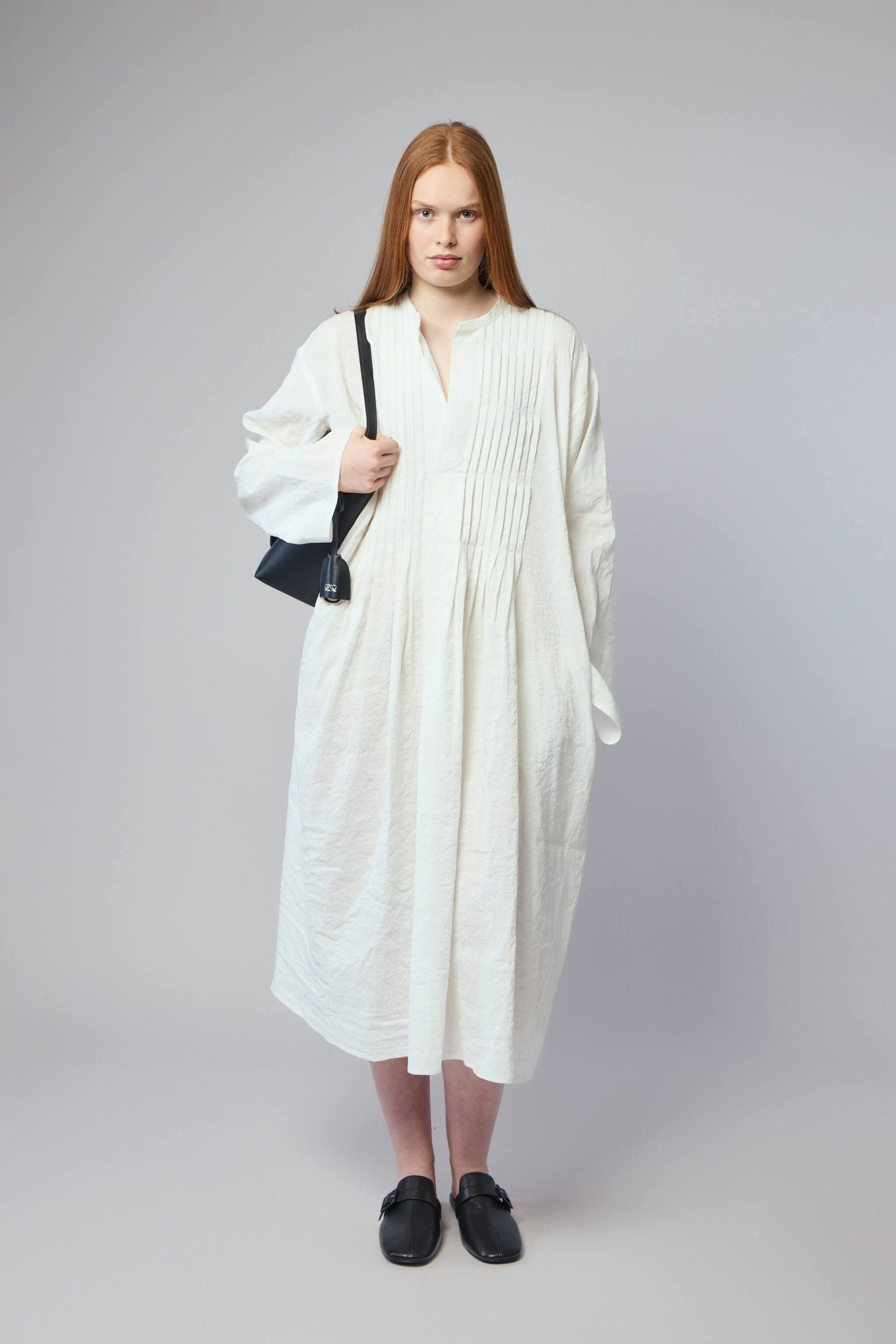 long sleeve white pleated dress Sofie D'Hoore Midi Dresses