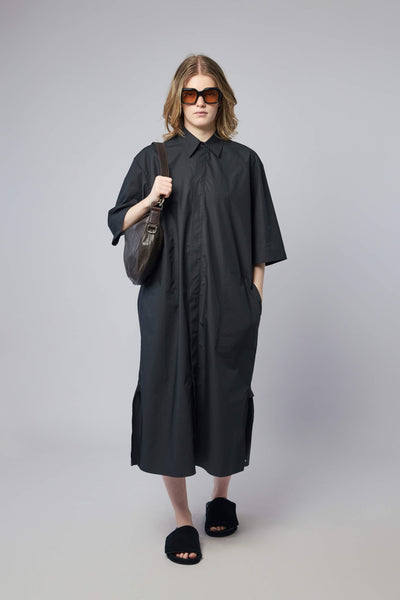 Short Sleeve Shirt Dress with Pockets