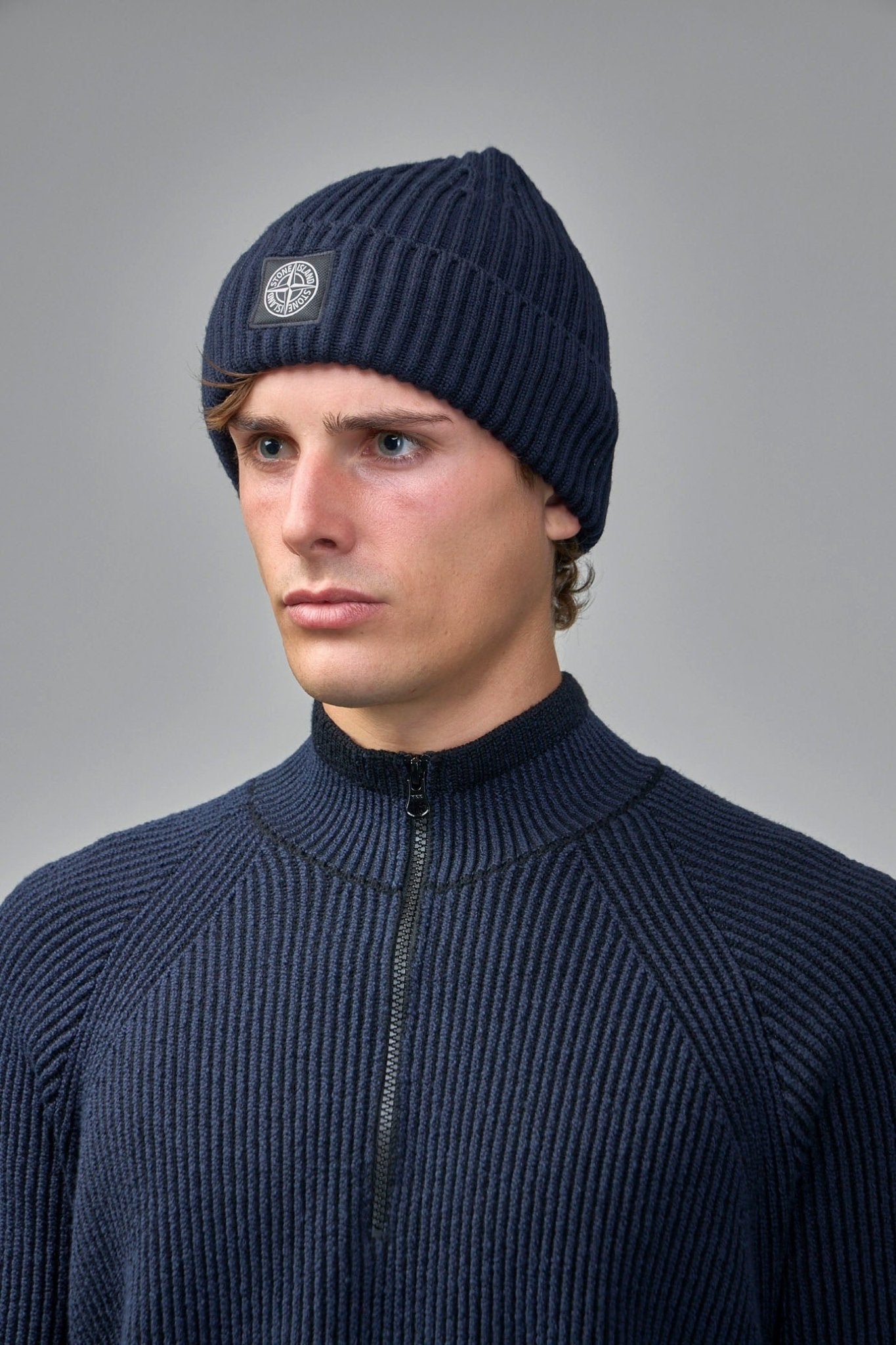 Stone Island - Beanie with Compass Logo Patch - LABELS