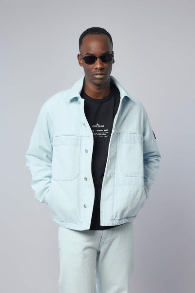 Indigo Denim Ultra Bleached Biker Jacket