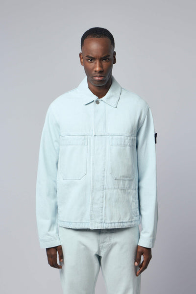 Indigo Denim Ultra Bleached Biker Jacket
