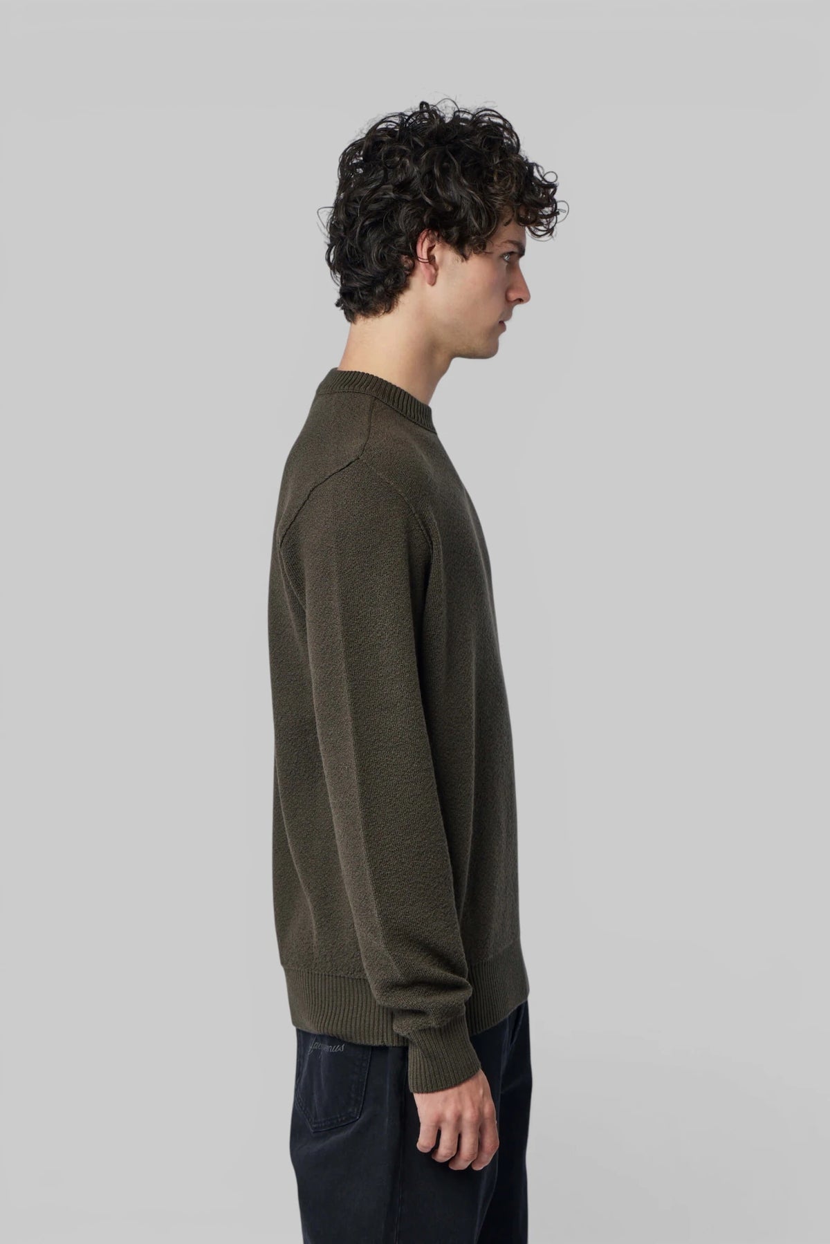 Front view of relaxed fit Stone Island crew neck