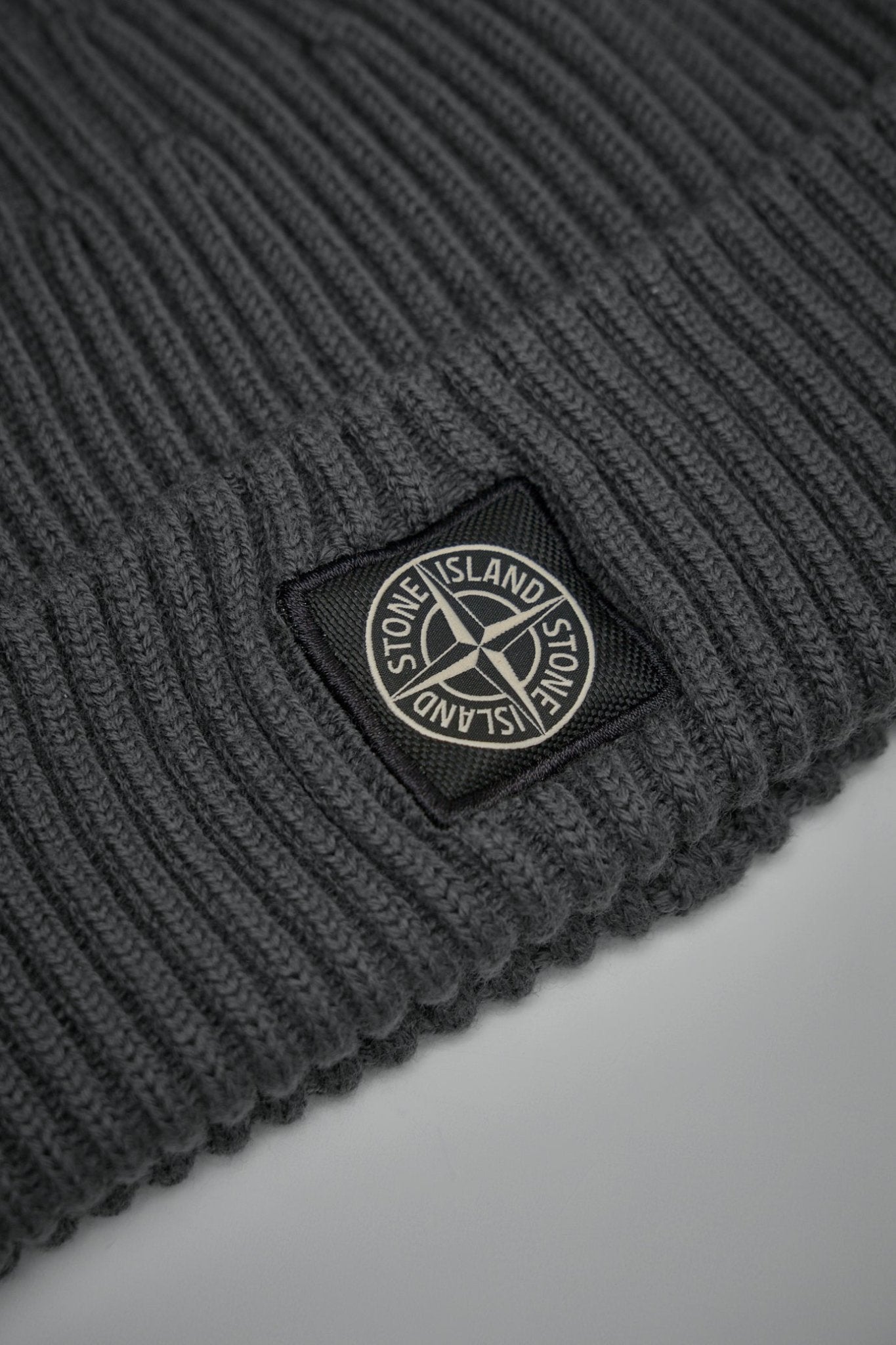 Stone Island - Full Rib RWS Wool Beanie with Compass Logo Patch - LABELS