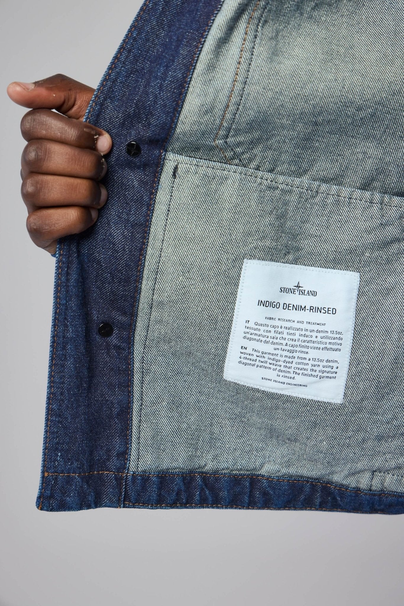 Stone Island - Indigo Denim Rinsed Biker Jacket - LABELS