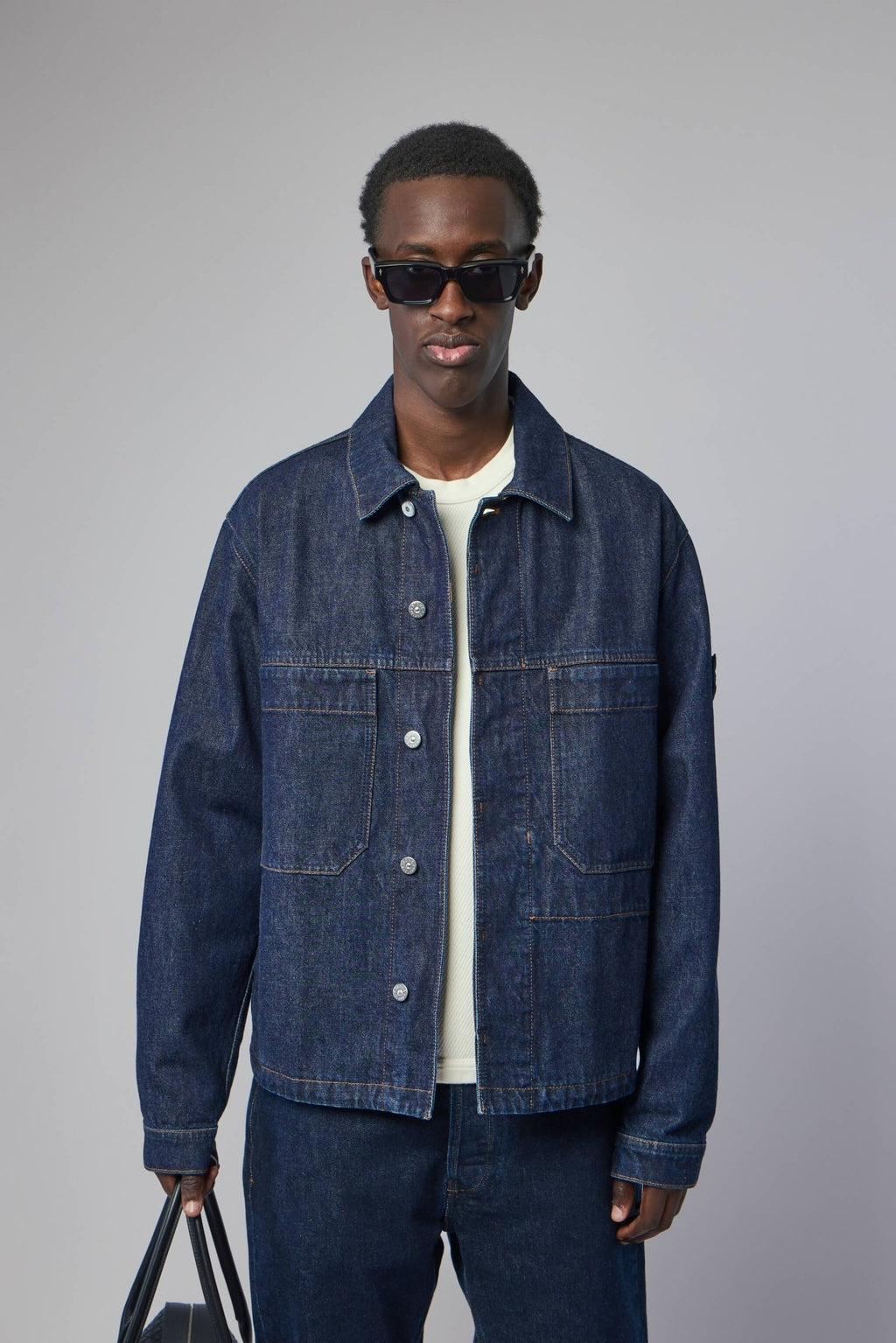 Stone Island - Indigo Denim Rinsed Biker Jacket - LABELS