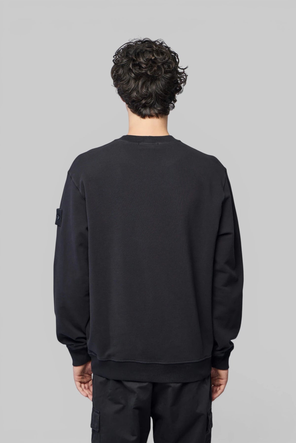 Stone Island sweatshirt logo patch detail close-up