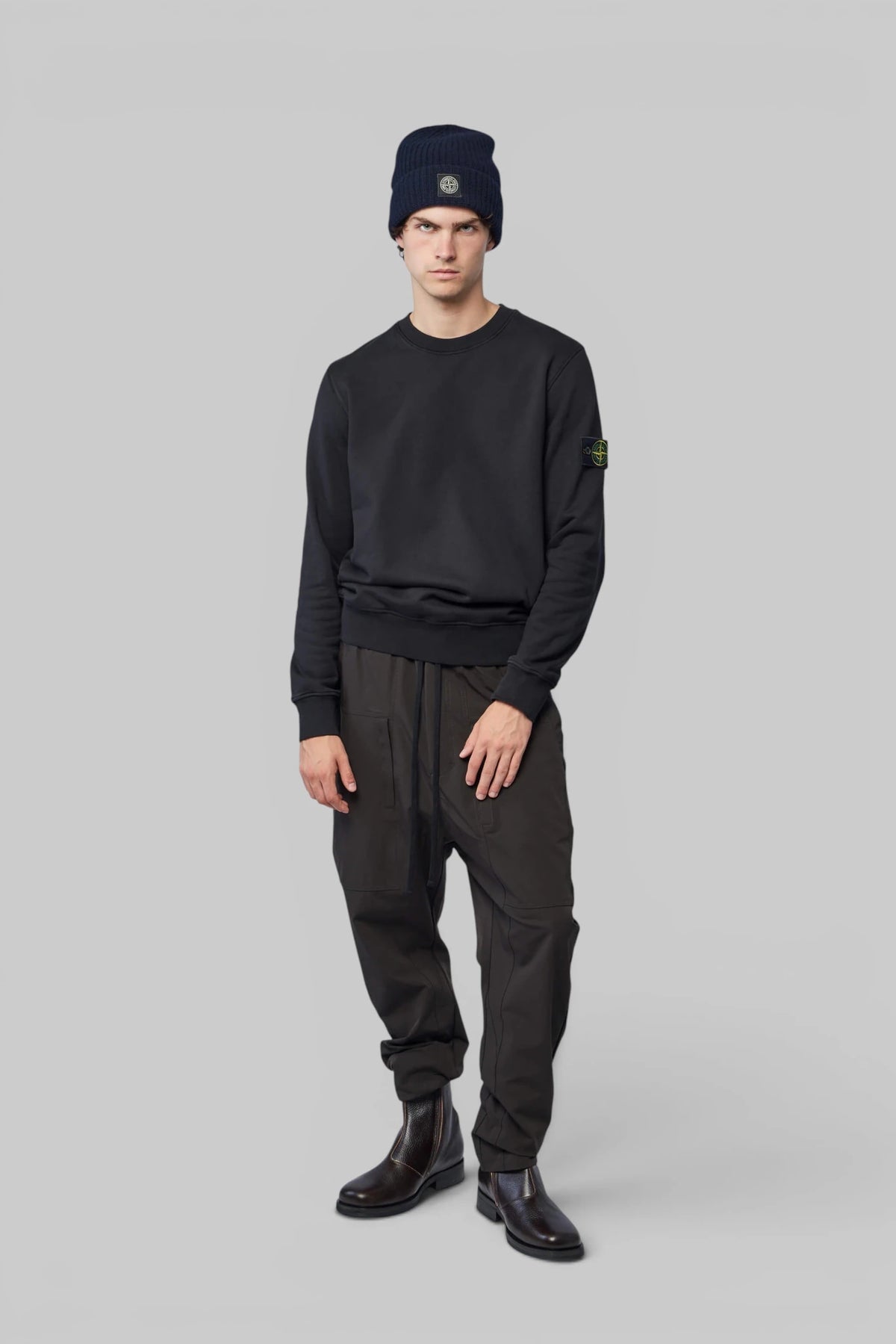 Stone Island cotton sweatshirt ribbed crew neckline detail