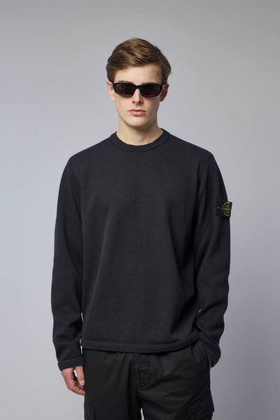Textured Cotton Crew Neck Sweatshirt