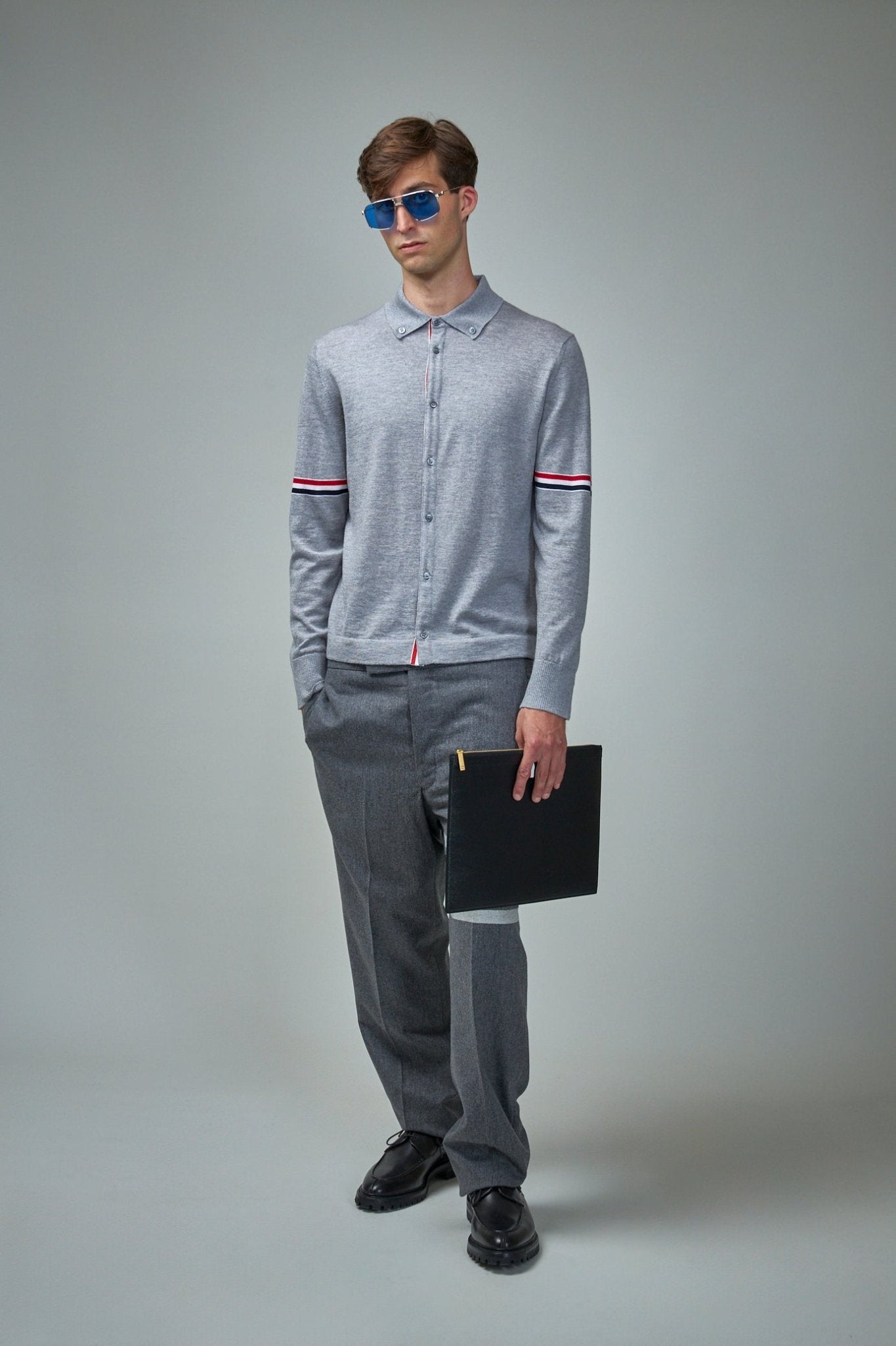 Thom Browne - Jersey Stitch Button Down Long Sleeve Shirt - LABELS