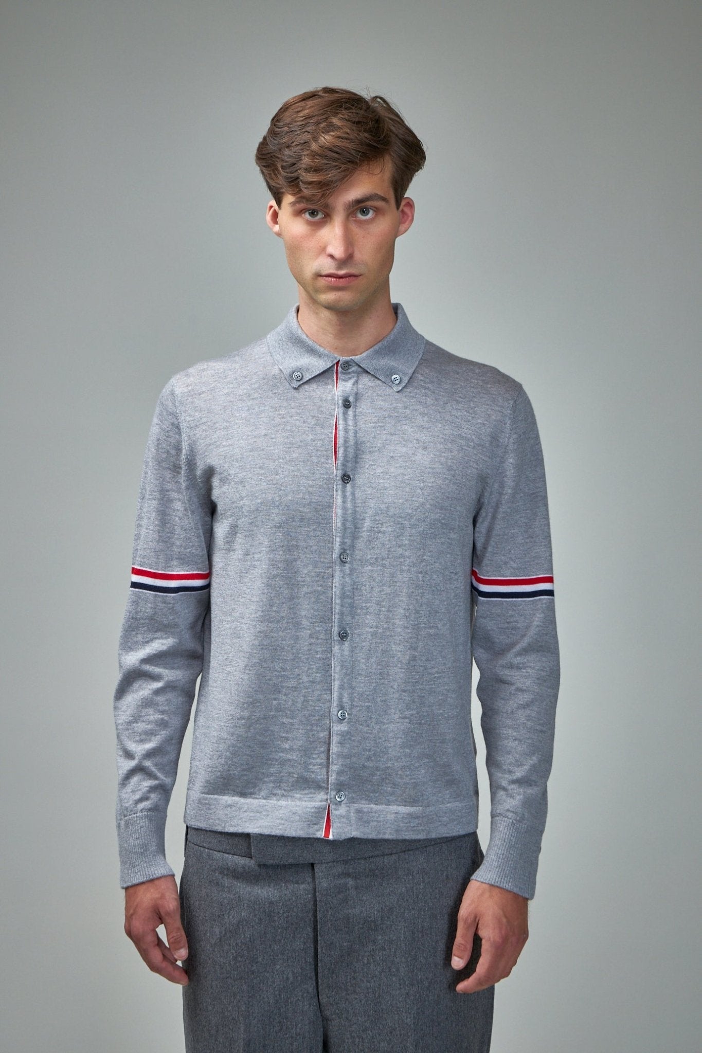 Thom Browne Jersey Stitch Button Down Long Sleeve Shirt - LABELS