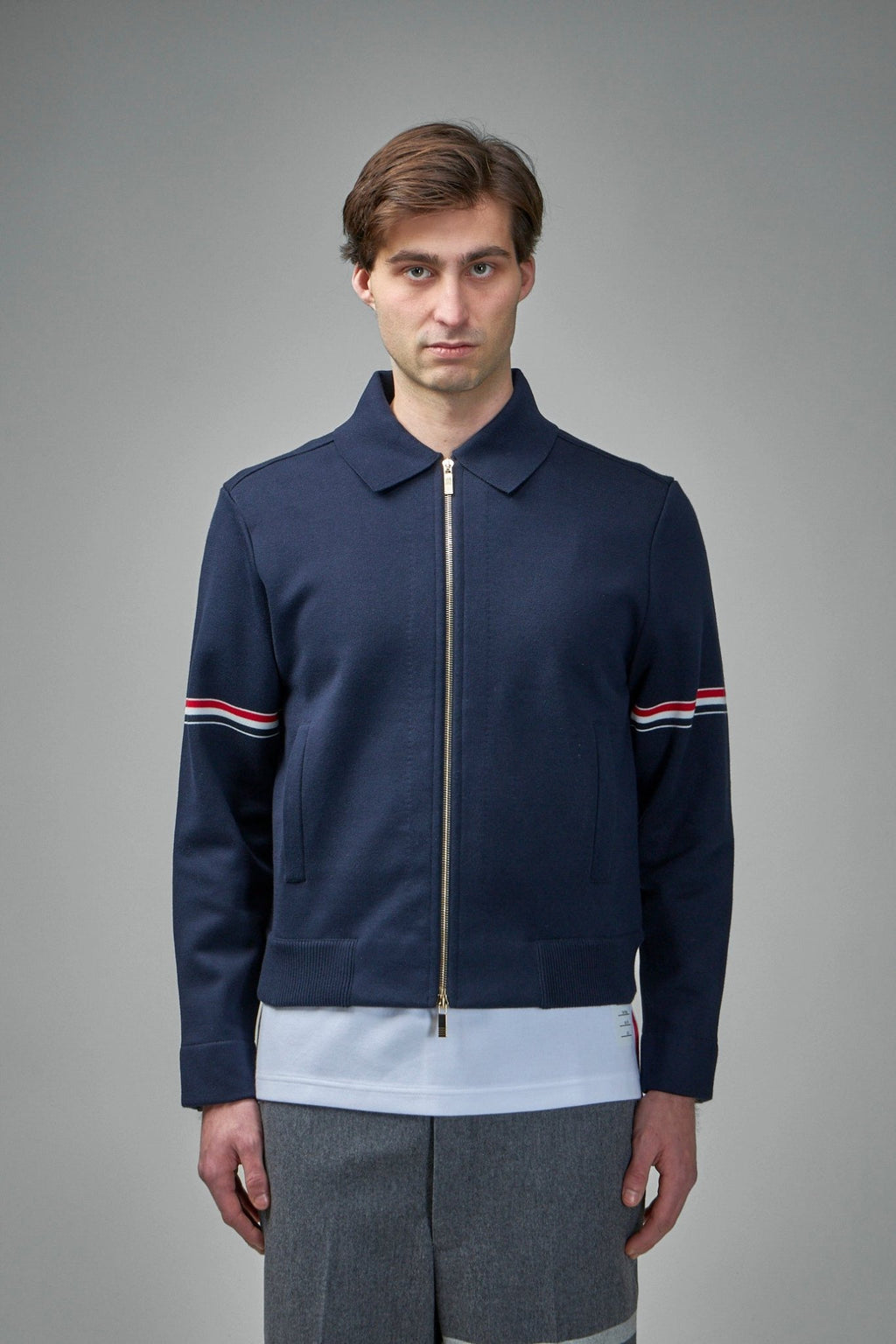 Thom Browne - Jersey Stitch Loop Back Bonded Zip Up Jacket - LABELS