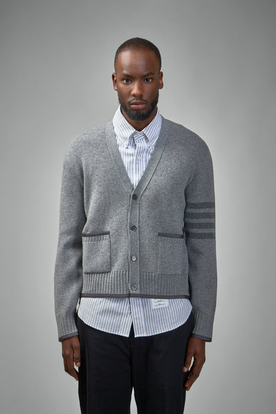 Thom Browne Milano Stitch V Neck Cardigan In Merino Wool - LABELS