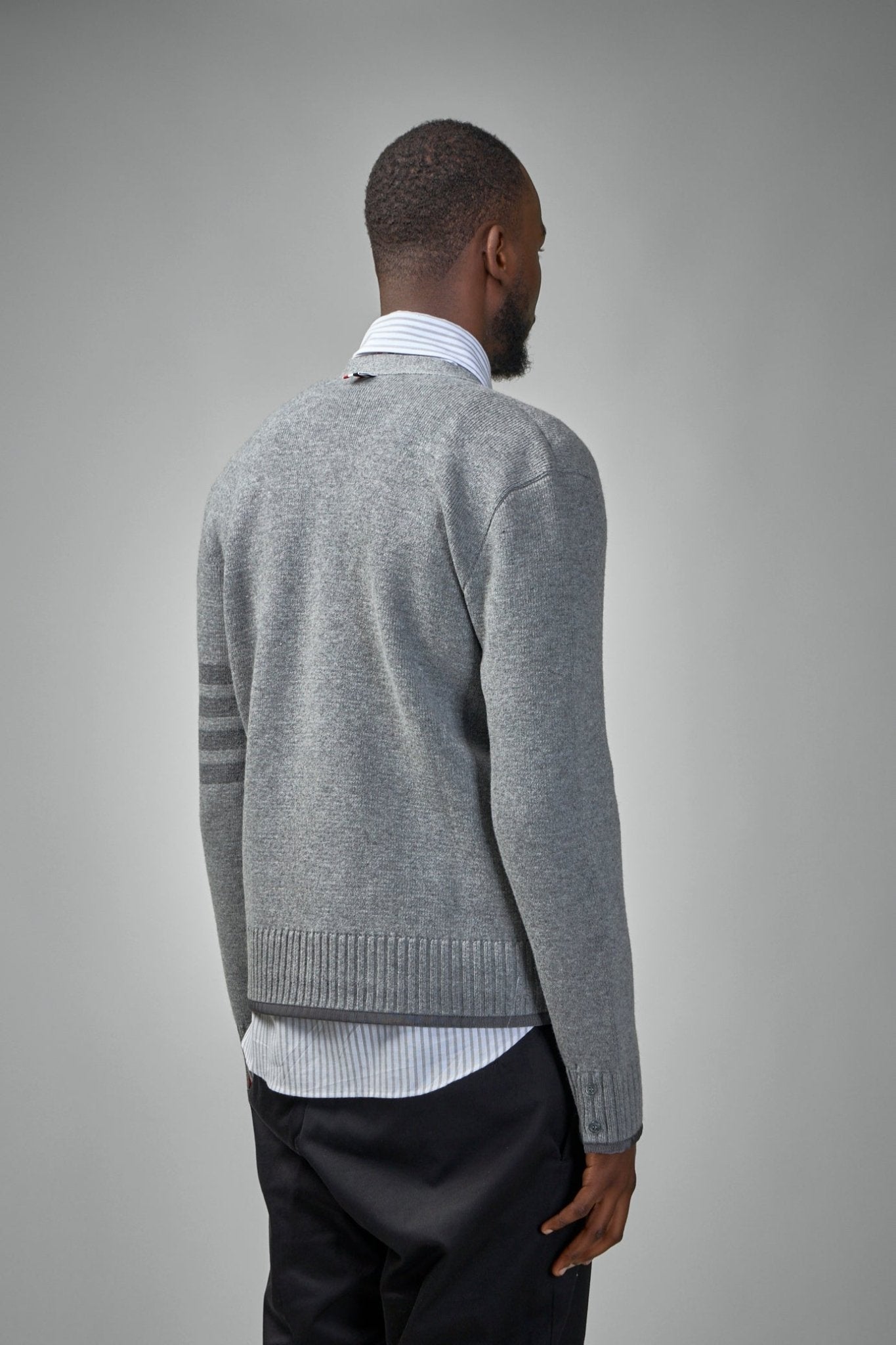Thom Browne - Milano Stitch V Neck Cardigan In Merino Wool - LABELS