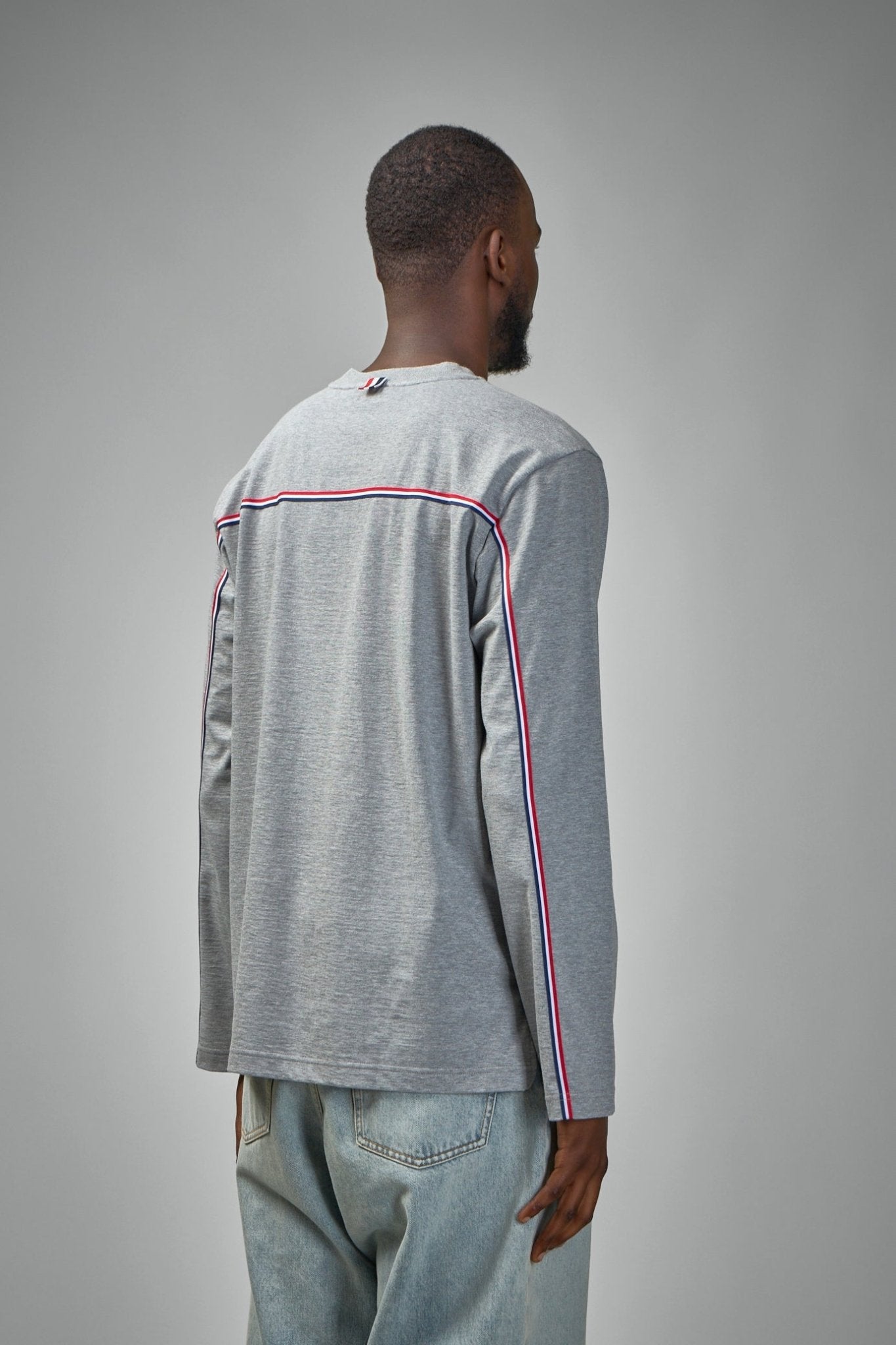 Thom Browne - Oversized Long Sleeve Tee W/ RWB Knit Trim - LABELS
