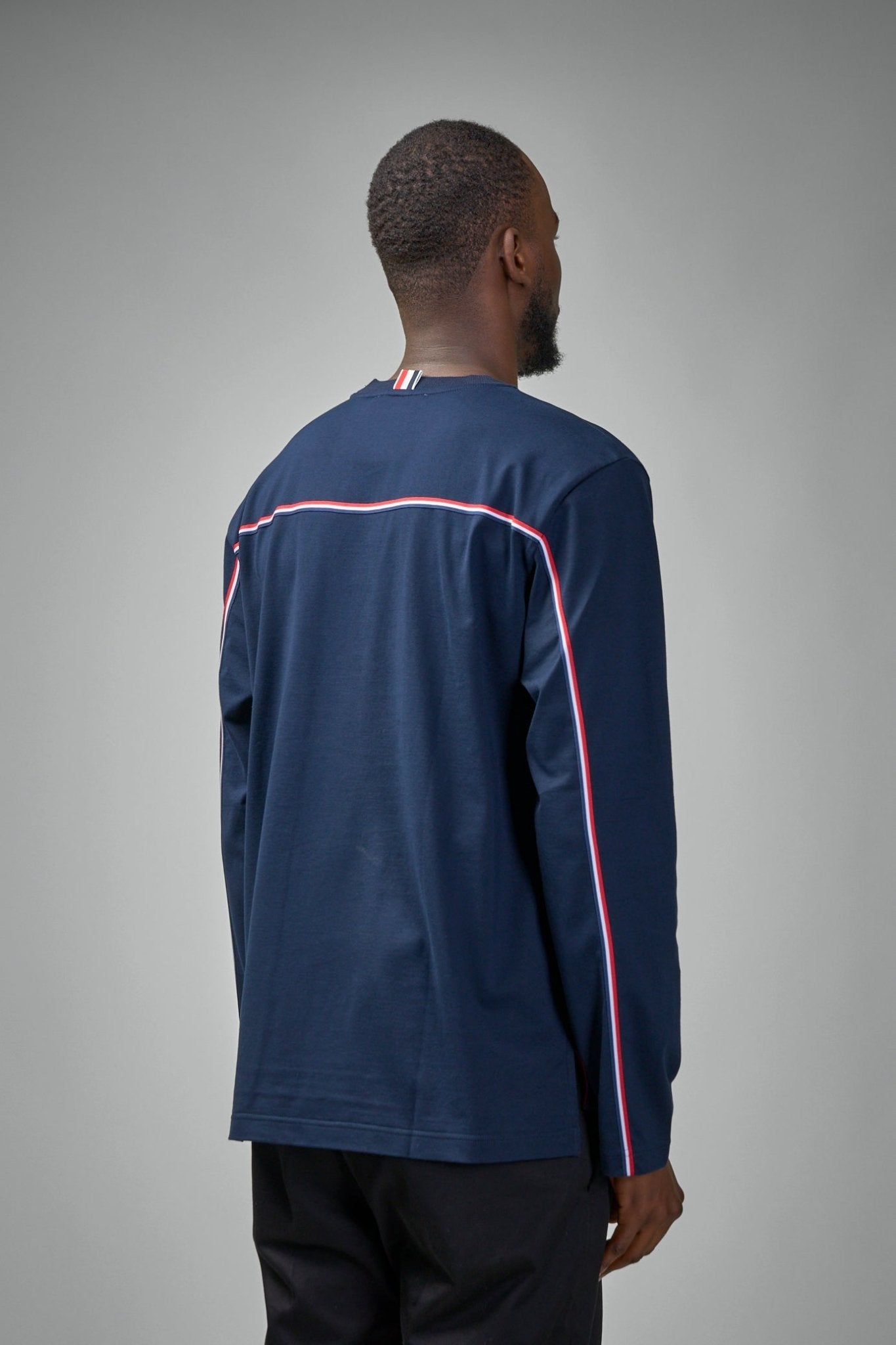 Thom Browne Oversized Long Sleeve Tee W/ RWB Knit Trim - LABELS