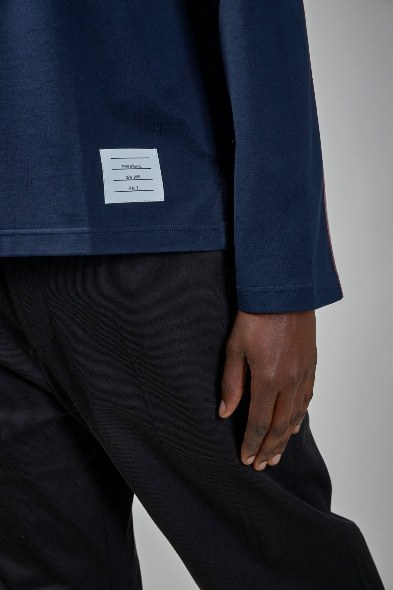 Thom Browne - Oversized Long Sleeve Tee W/ RWB Knit Trim - LABELS