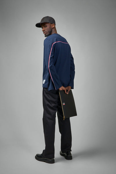 Oversized Long Sleeve Tee W/ RWB Knit Trim