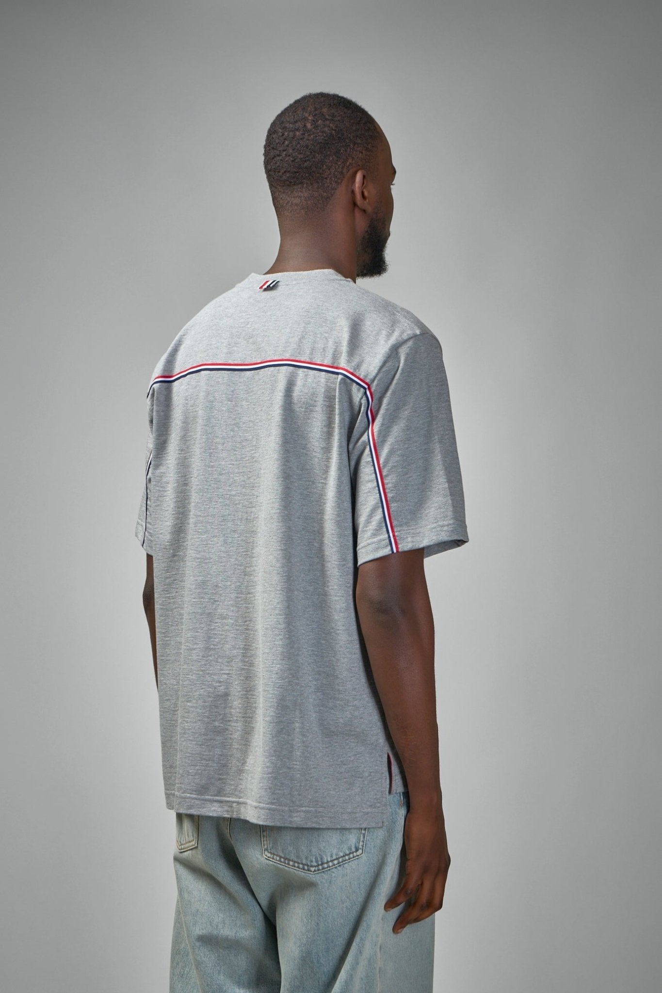 Thom Browne - Oversized Short Sleeve Tee W/ RWB Knit Trim - LABELS