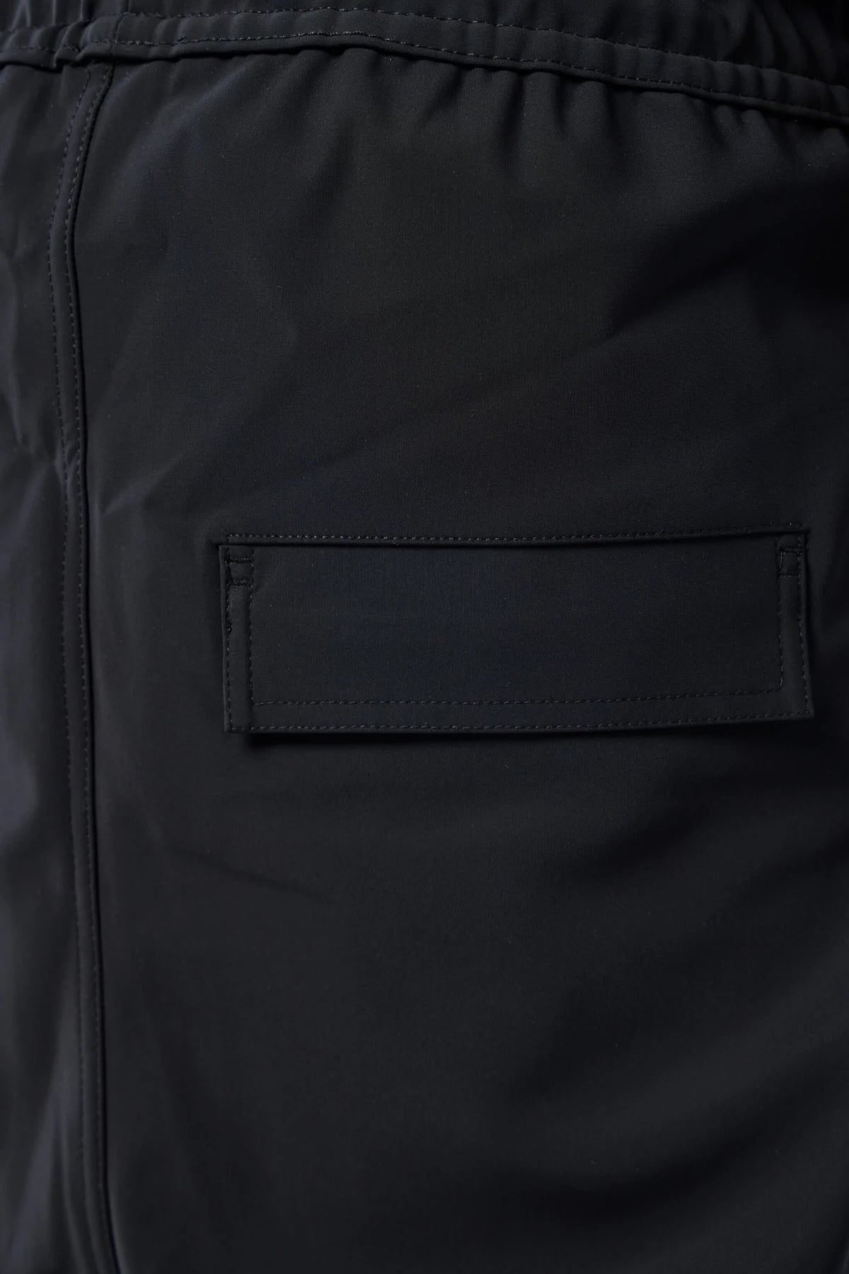 Waistband and drawstring detail on Thom Krom cargo pants