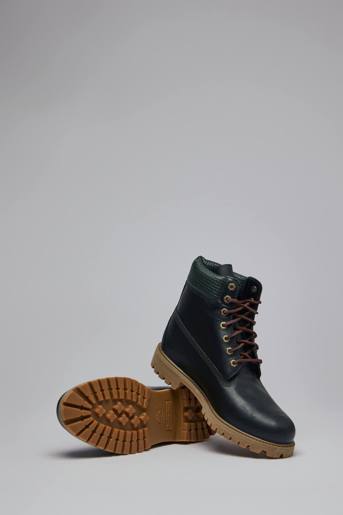 Detail shot of Timberland boot materials and craftsmanship