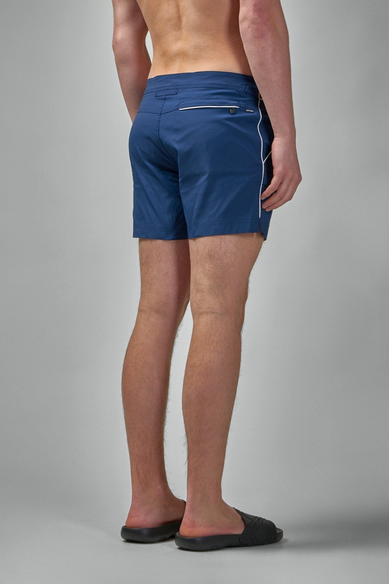 TOM FORD - Compact Poplin Swim Short with Pipeline - LABELS