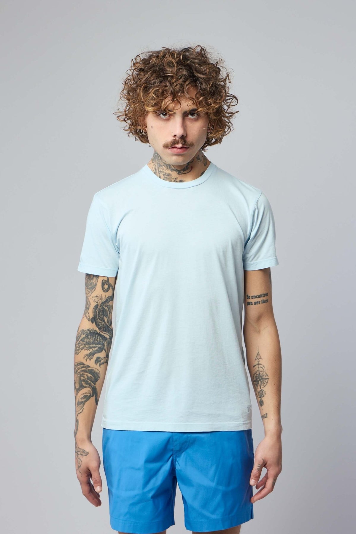 Luxury cotton silk t-shirt showing refined tailoring details