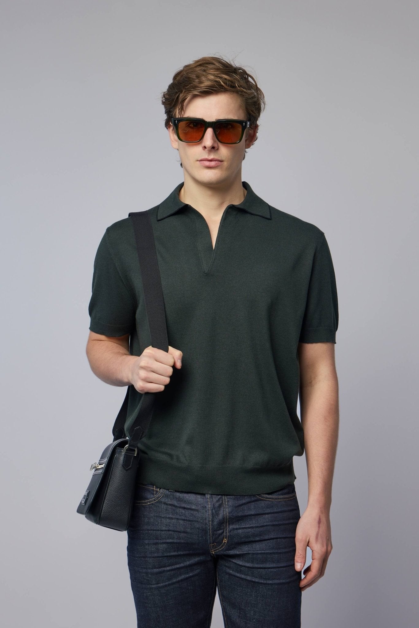 TOM FORD - Cotton Silk Tipping SS Buttonless Polo - LABELS