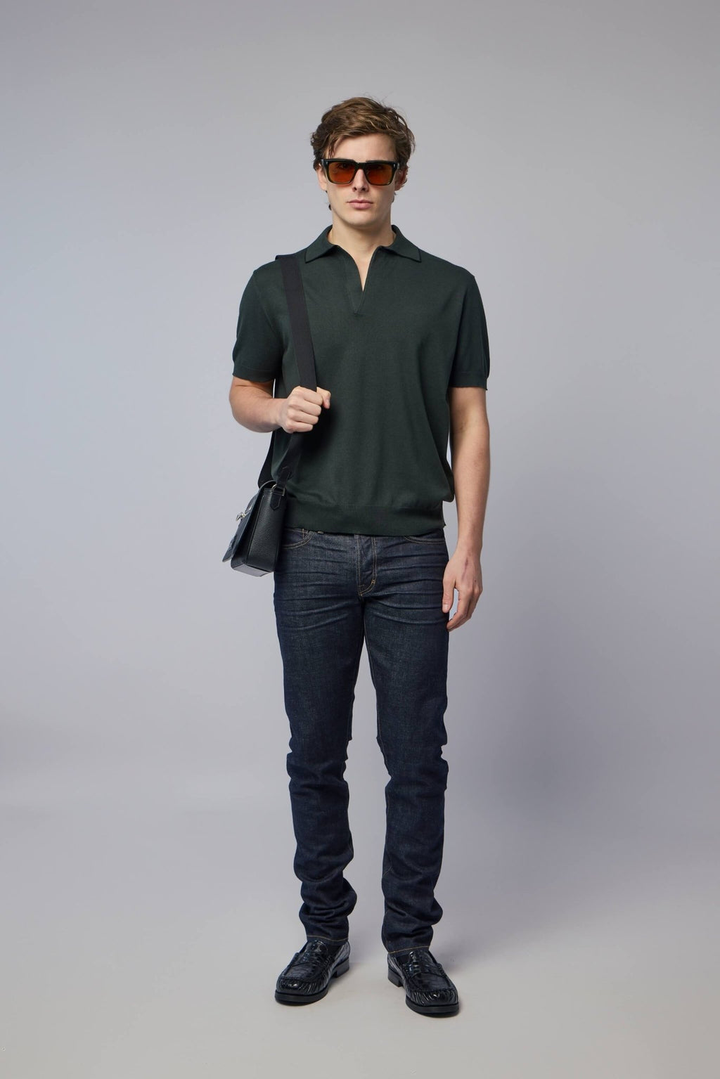 TOM FORD - Cotton Silk Tipping SS Buttonless Polo - LABELS