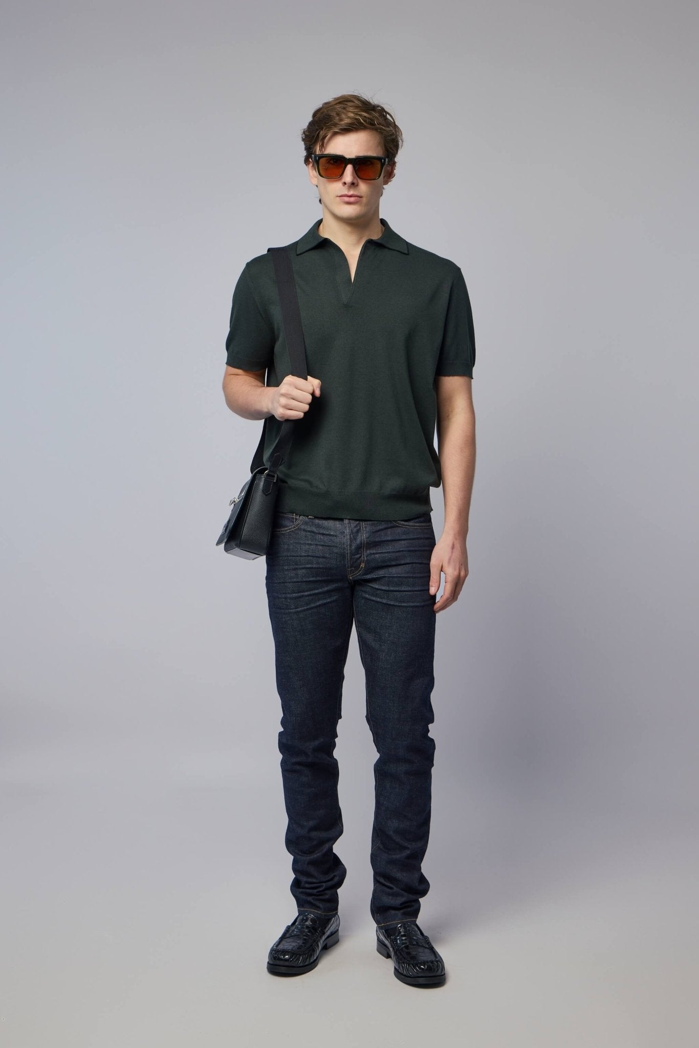 TOM FORD - Cotton Silk Tipping SS Buttonless Polo - LABELS