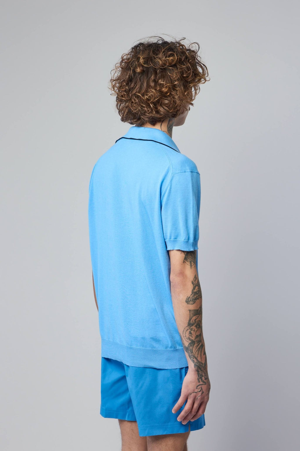 TOM FORD - Cotton Silk Tipping SS Buttonless Polo - LABELS