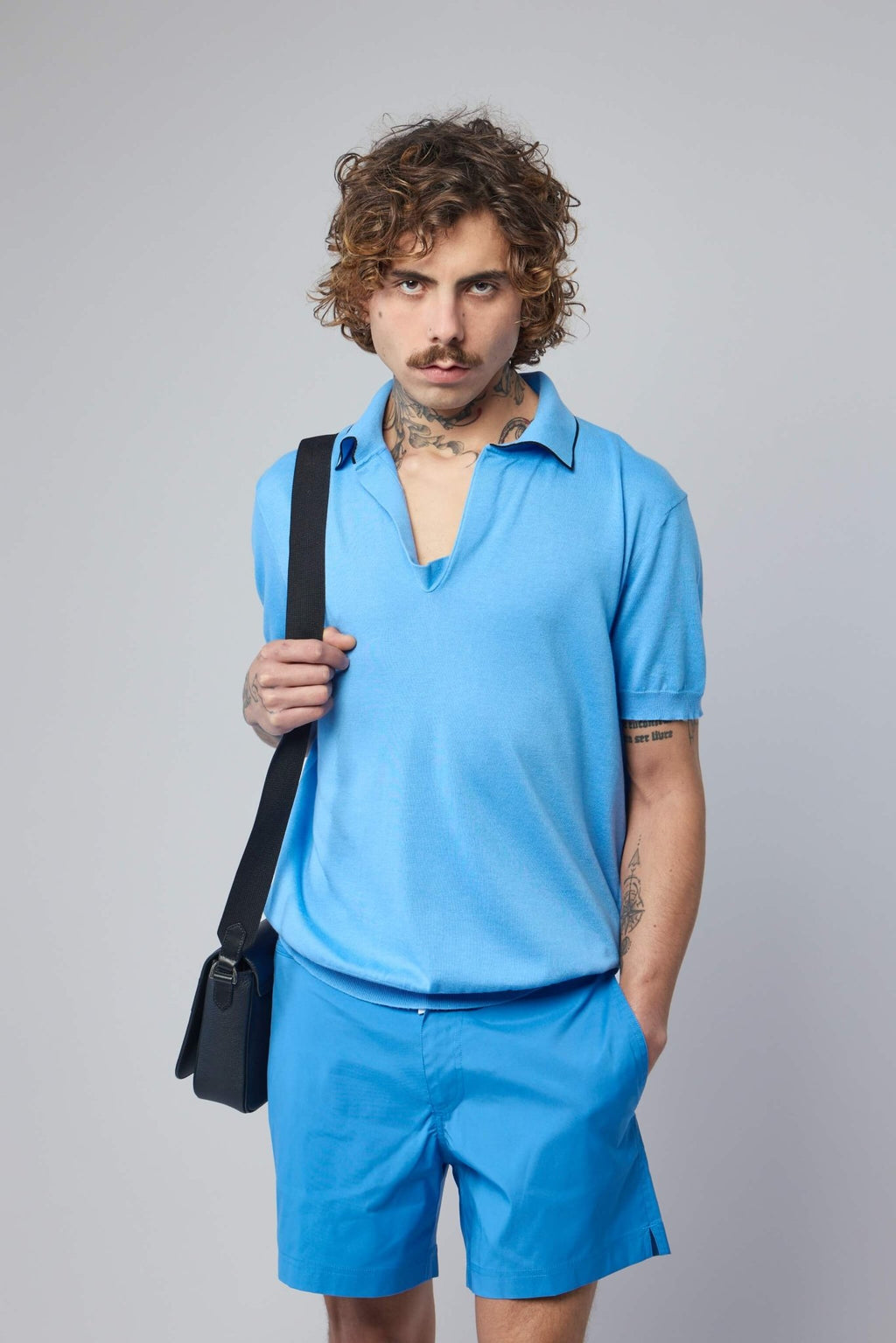 TOM FORD - Cotton Silk Tipping SS Buttonless Polo - LABELS