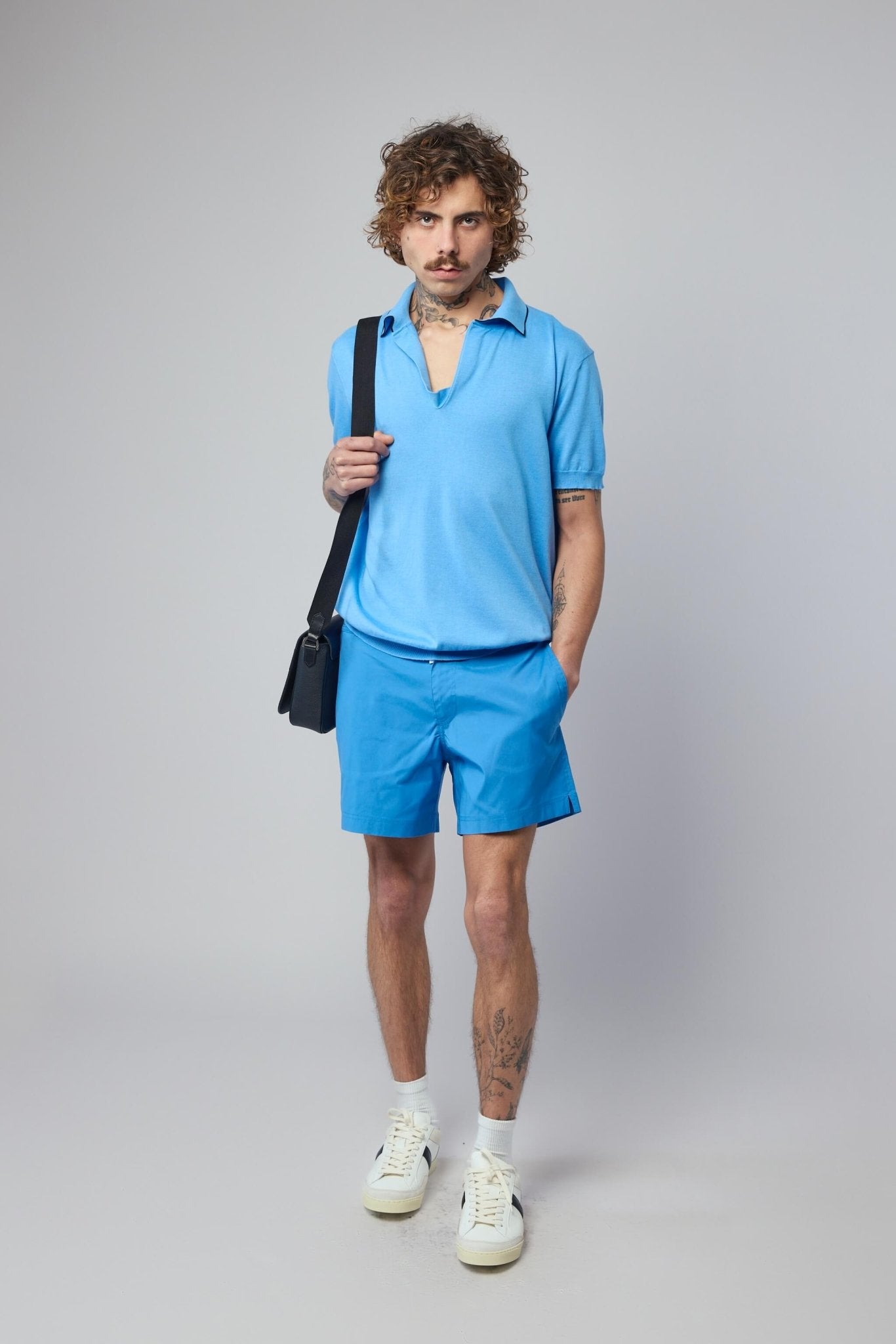 TOM FORD - Cotton Silk Tipping SS Buttonless Polo - LABELS