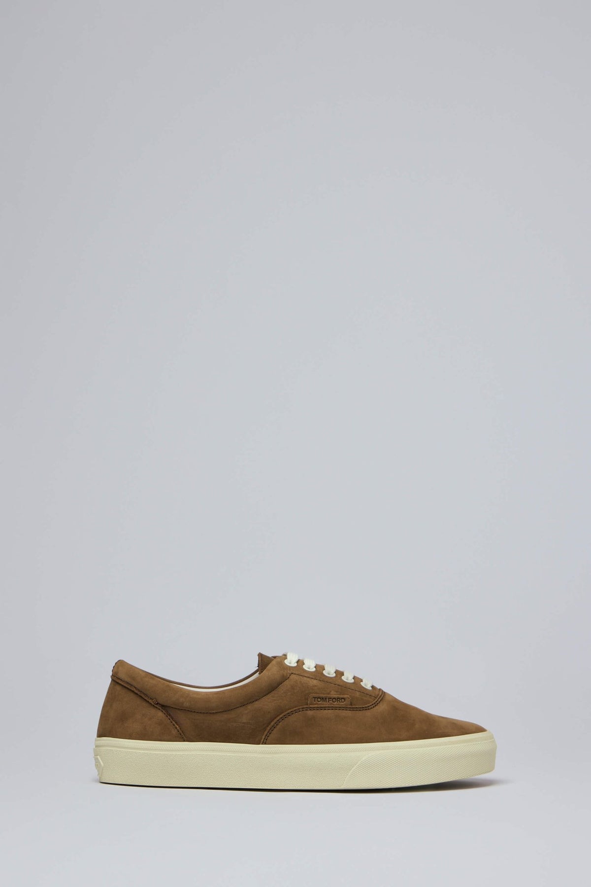 TOM FORD Low Top Sneakers in brown nubuck leather with cream rubber soles