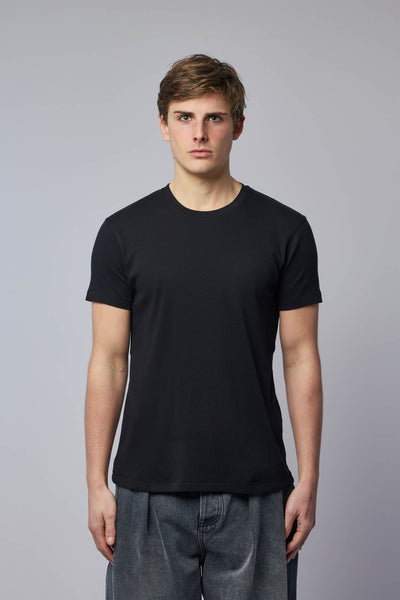 Perforated Rib Ss Crew Neck