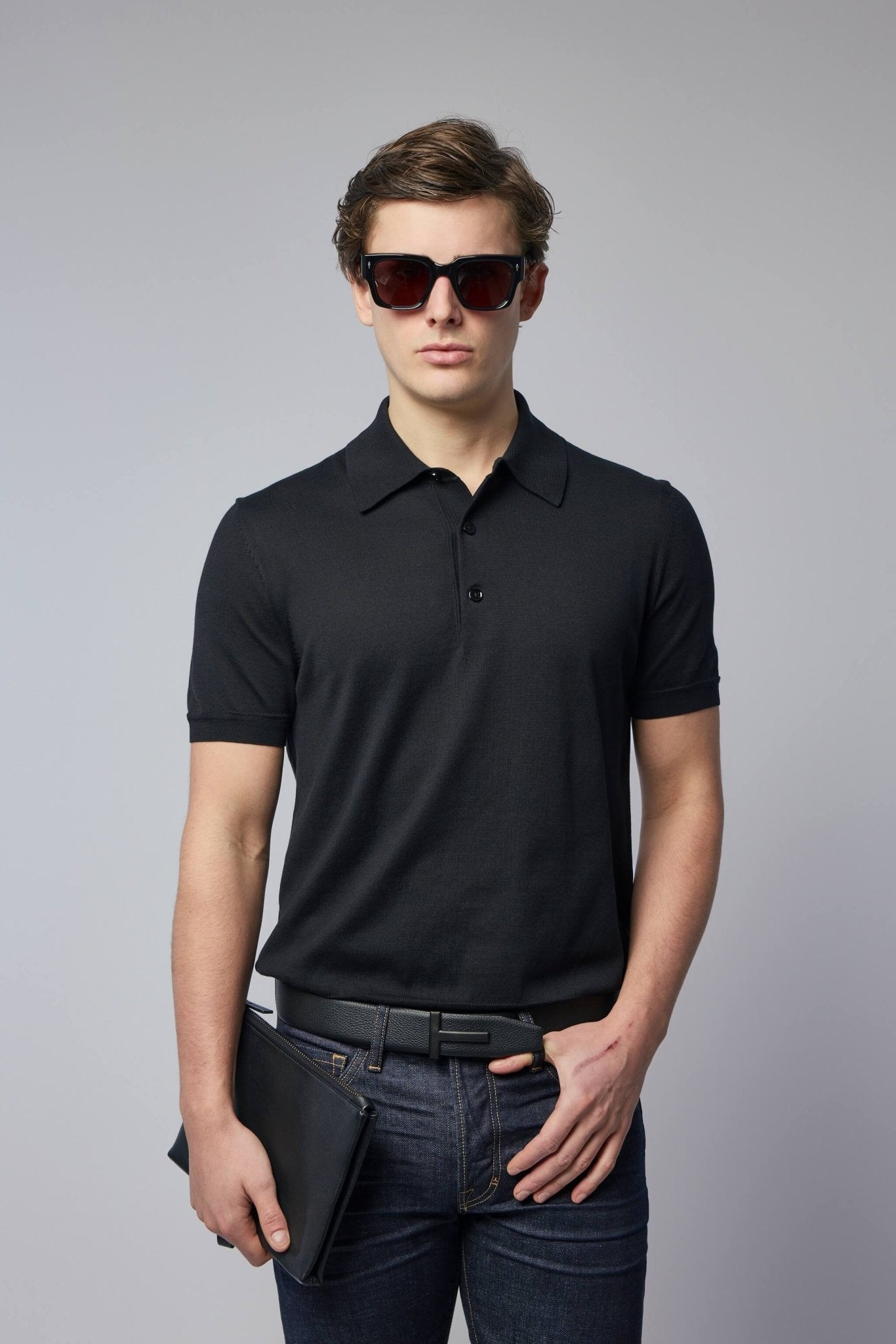 専用 TOM FORD トムフォード / GARMENT DYED POLO TOM FORD - Garment-Dyed Cotton-Piqué Polo Shirt - Curated Menswear