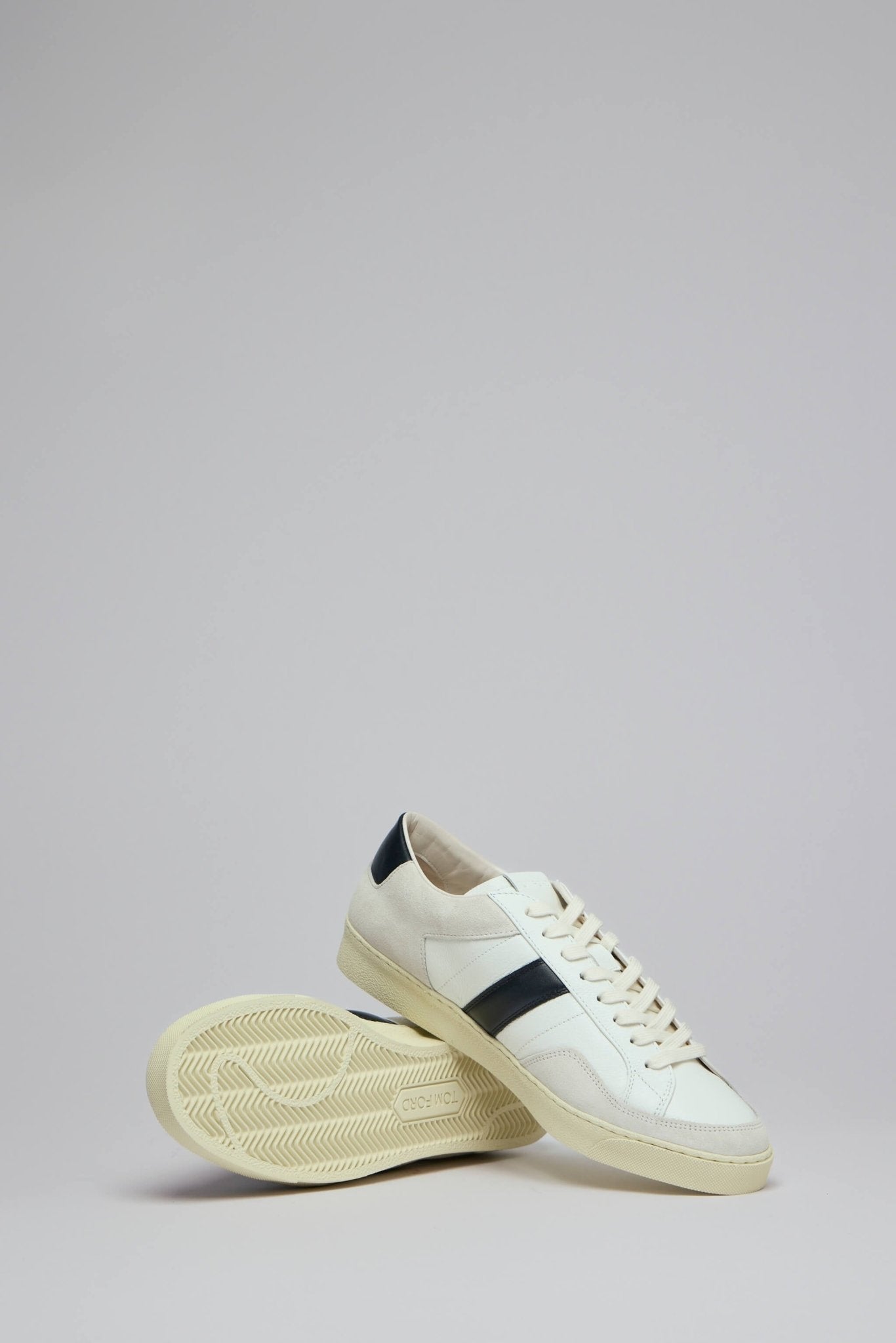 TOM FORD - Suede + Grain Leather Low Top Sneakers - LABELS