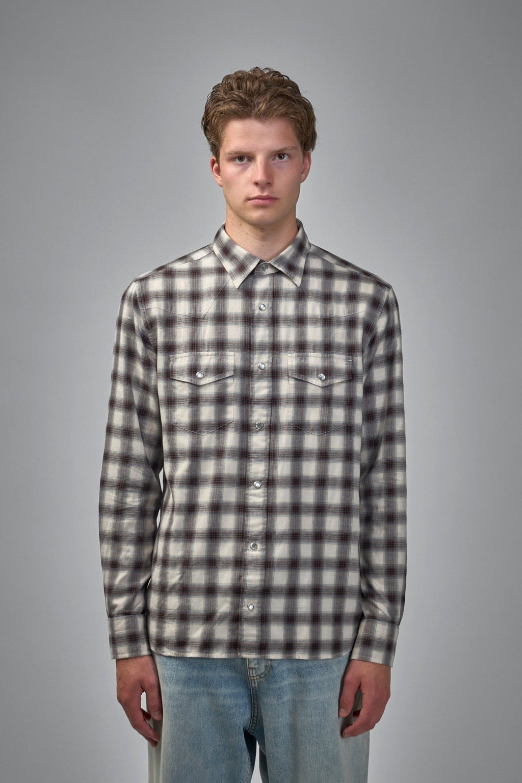 TOM FORD - Western Fluid Check Slim Fit Western Shirt - LABELS