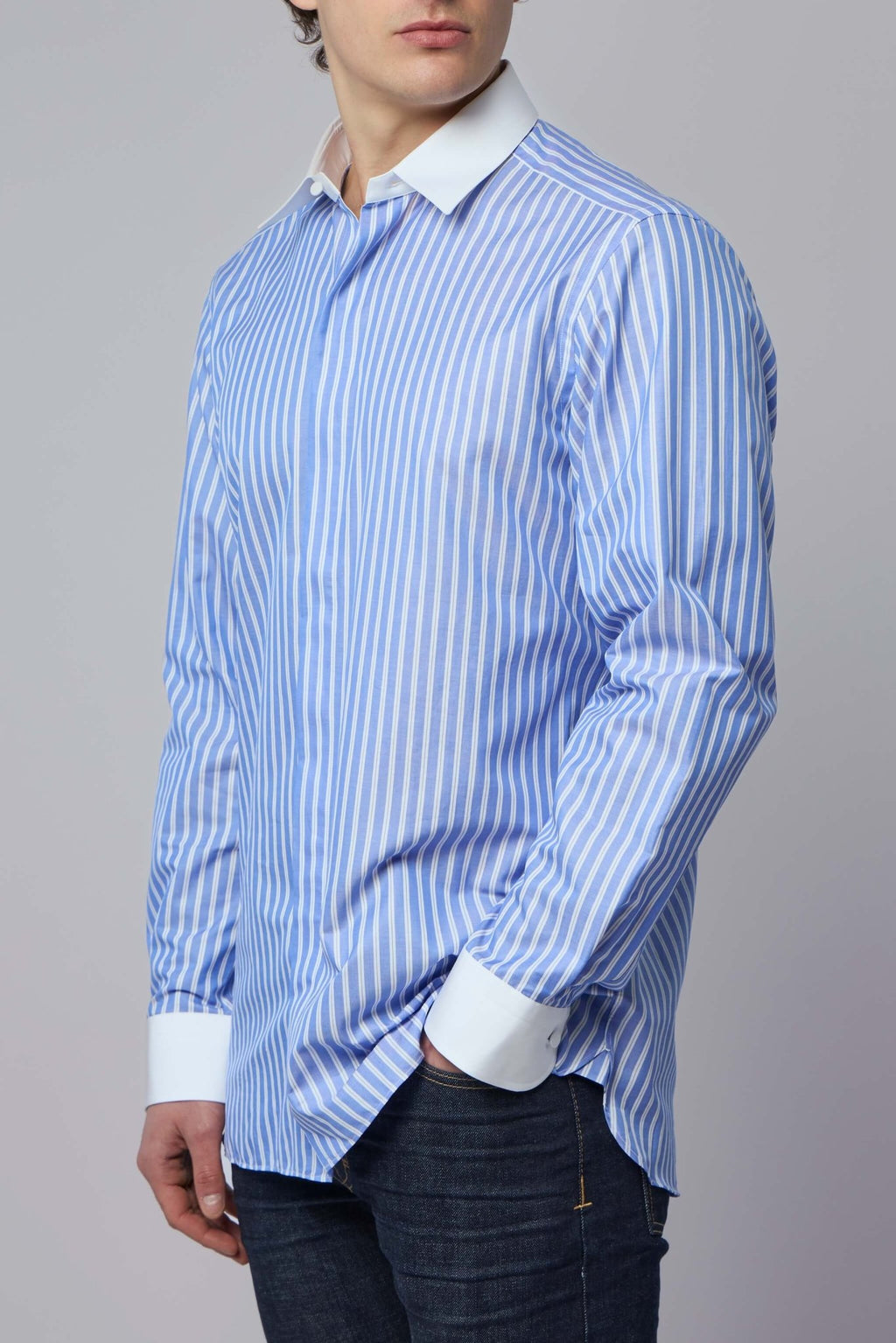 TOM FORD - Wide Stripe Contrast Classic Fit Shirt - LABELS