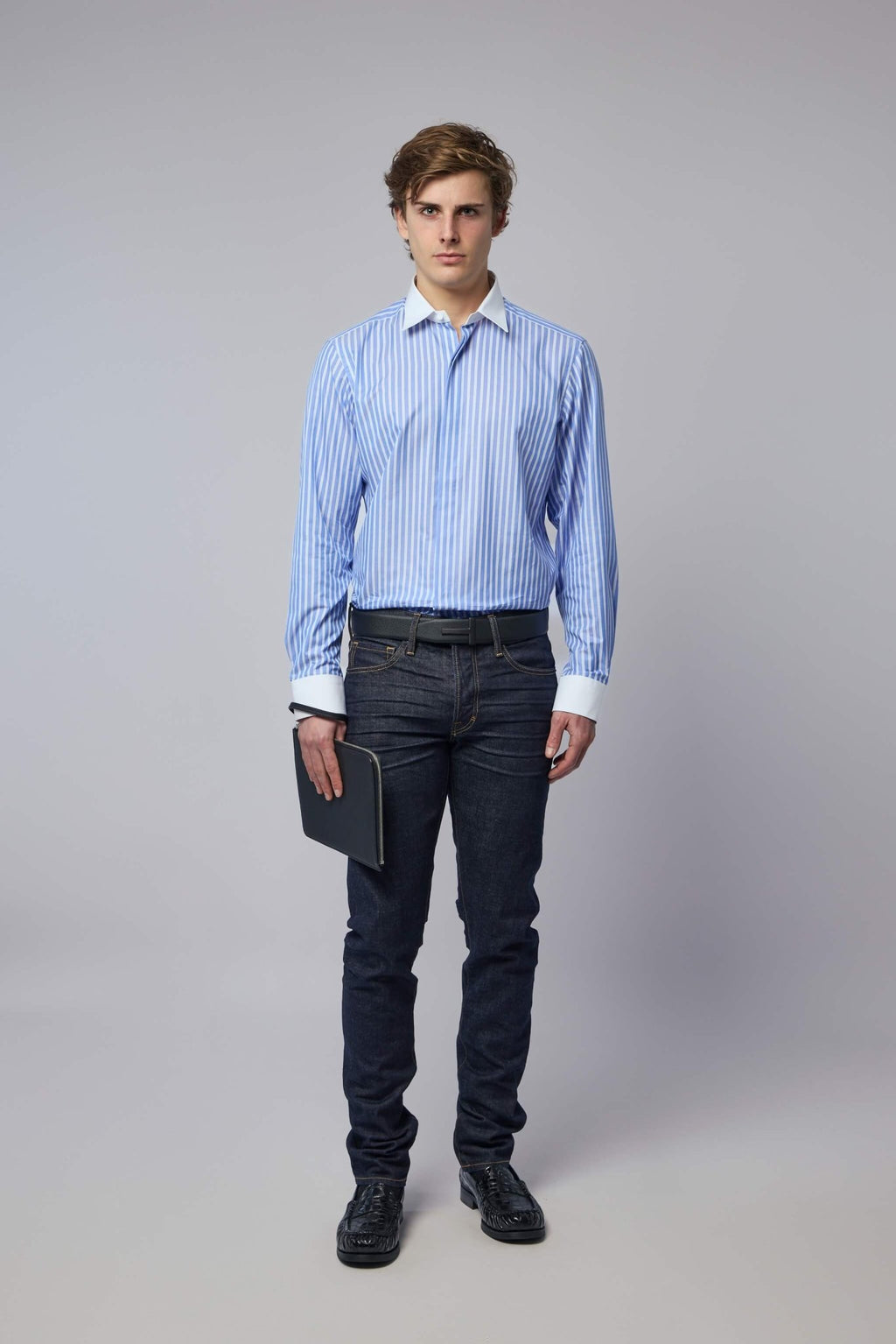 TOM FORD - Wide Stripe Contrast Classic Fit Shirt - LABELS